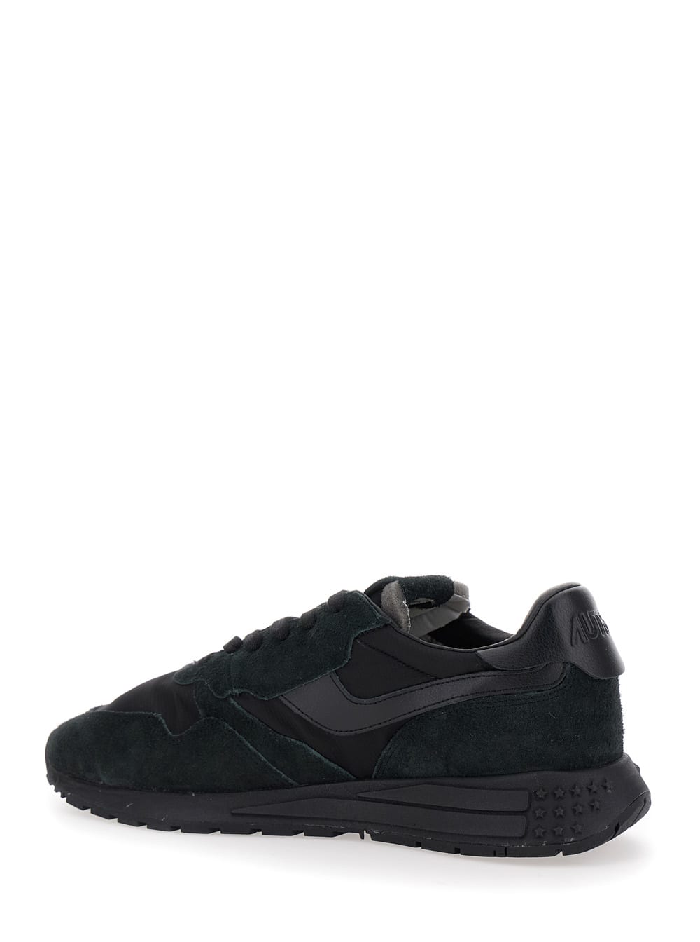 Autry Reelwind Black Low Top Sneakers With Logo Patch Ontongue And Side In Suede Man
