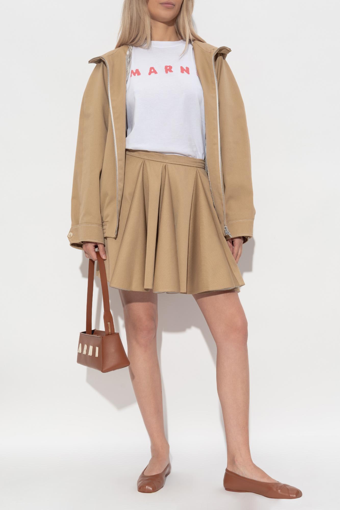 Marni White Jersey T-shirt With Scribbled Logo In White