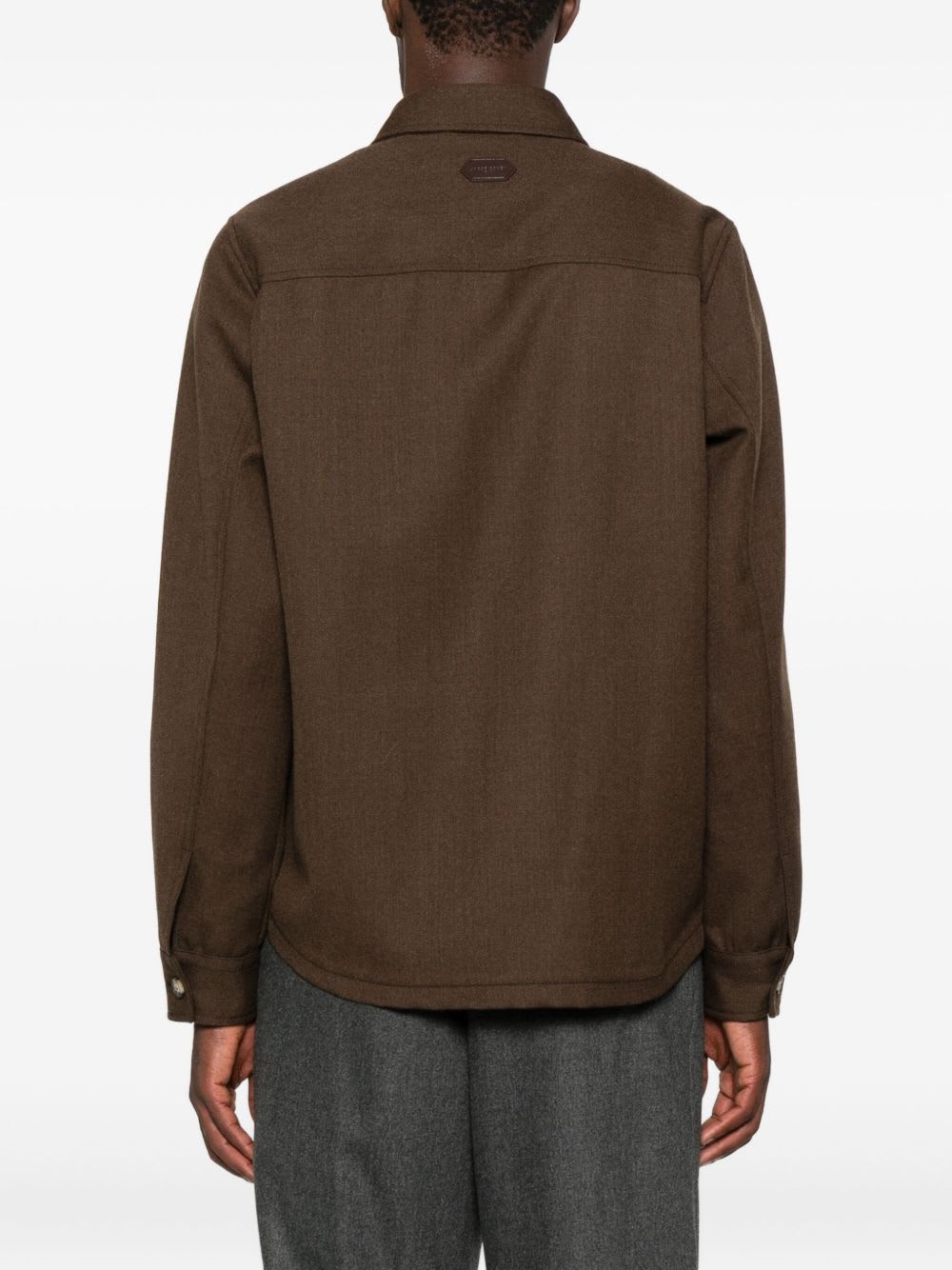 Jacob Cohen Wool Shirt Jacket With Long Sleeves And Collar In Brown