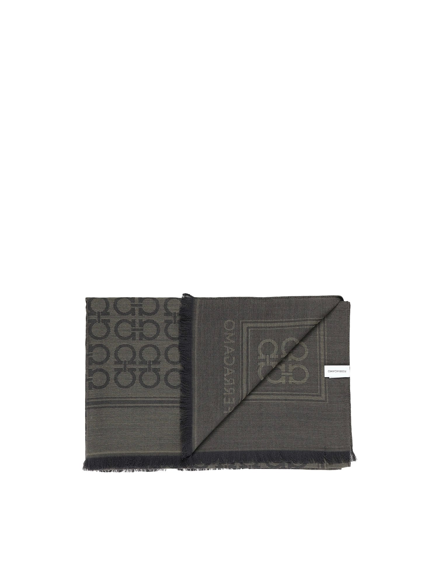 Ferragamo Gancini Square Stole In Gray
