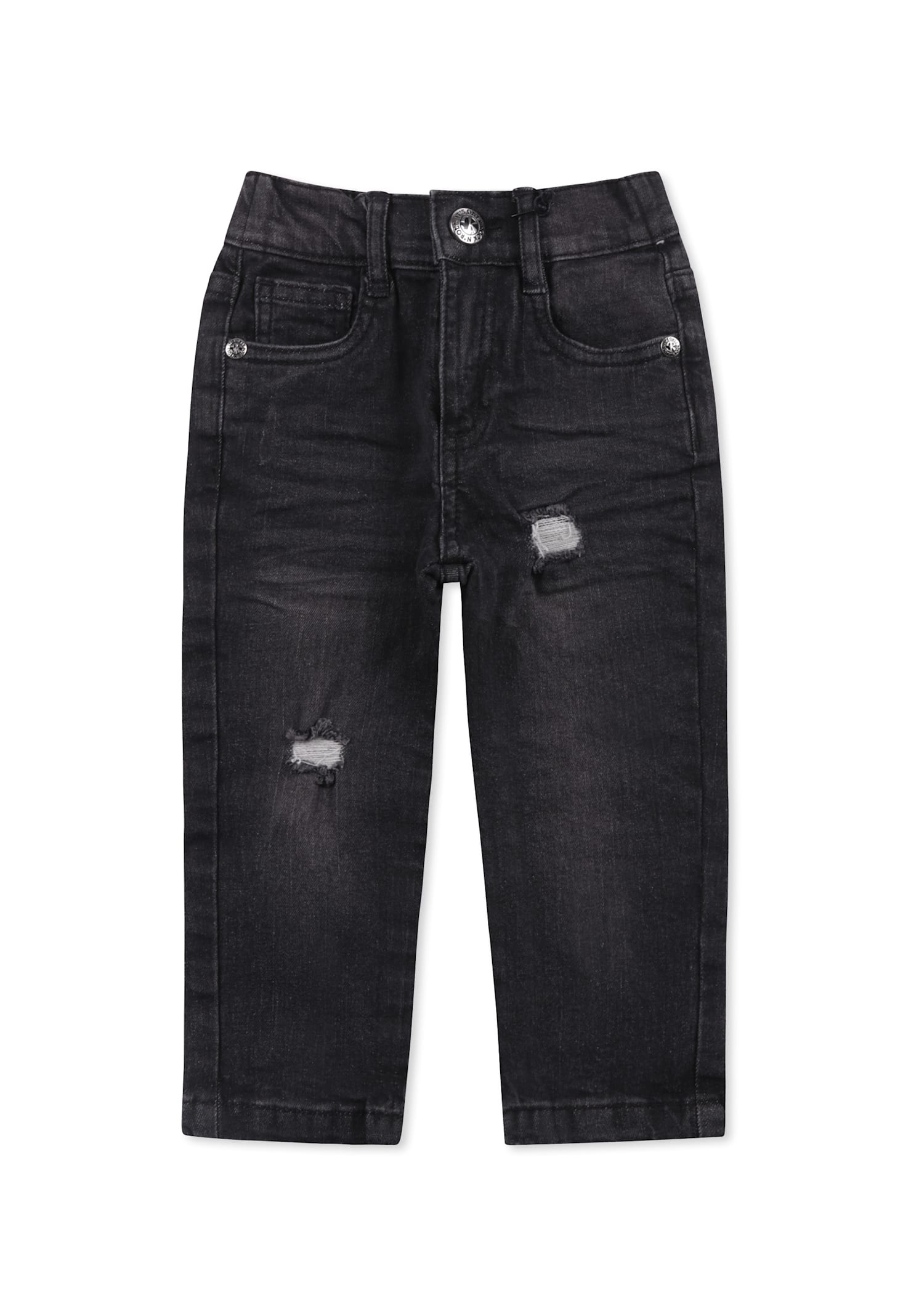 Richmond Black Jeans For Baby Boy With Logo In Black