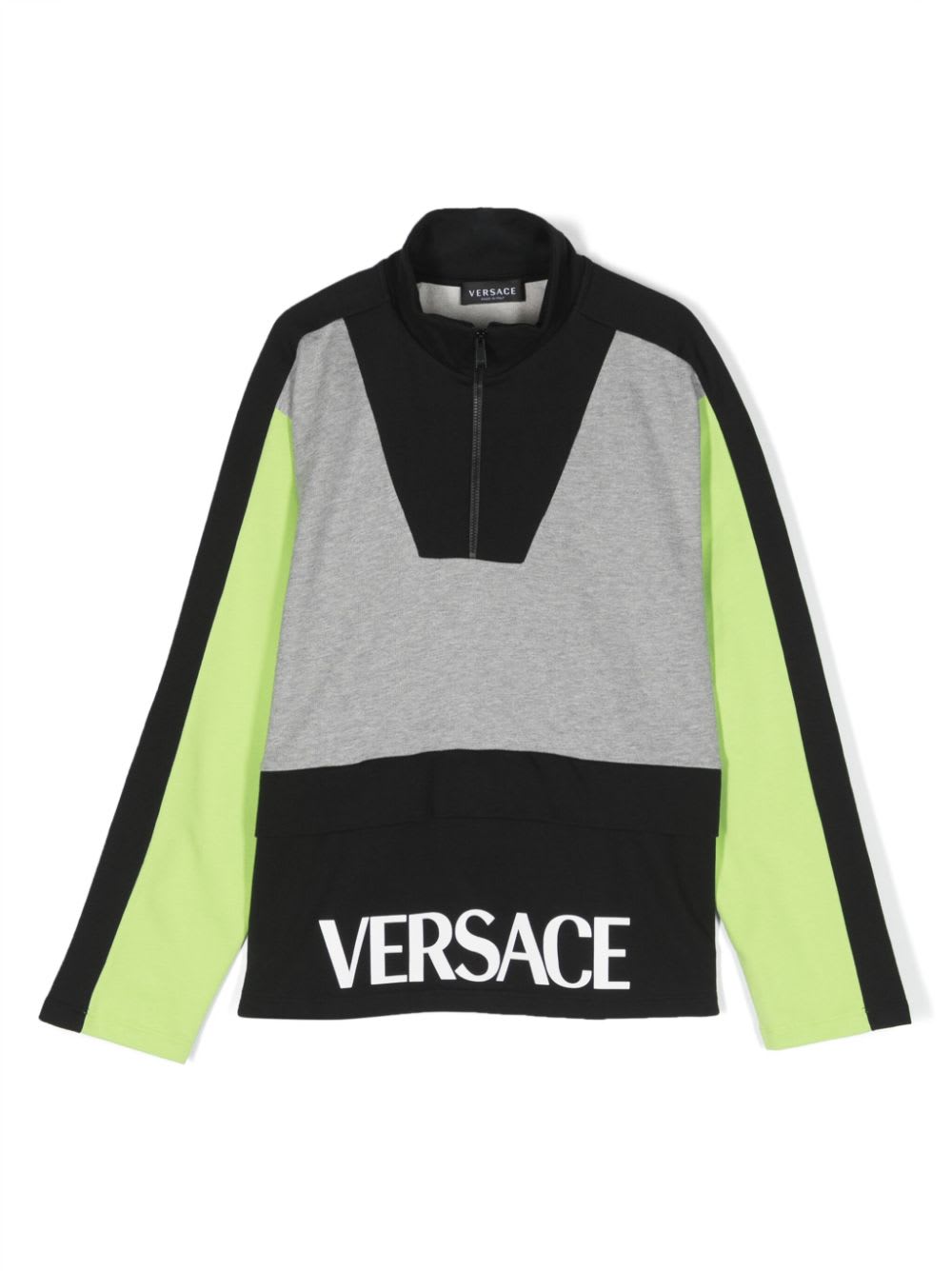 Shop Versace Felpa Color Block In Cotone Bambino In Color Blocking