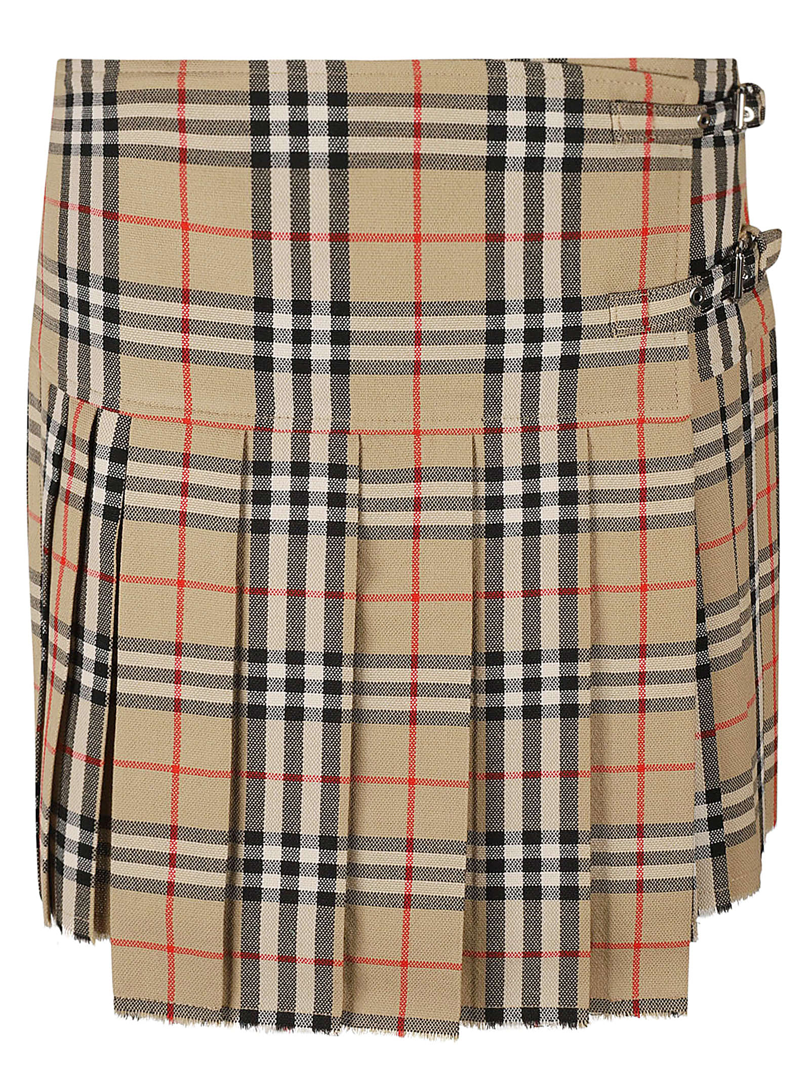 Shop Burberry Check Short Skirt In Achieve Beige