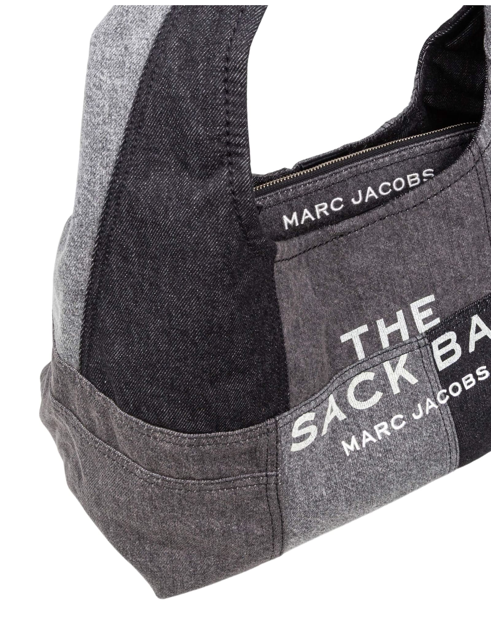 Marc Jacobs Patchwork Cotton Shoulder Bag With Top Handle In Gray