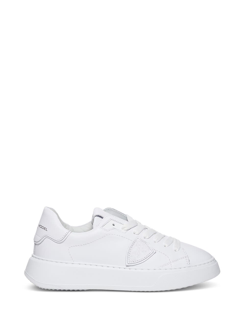 Philippe Model TEMPLE LOW SNEAKERS IN WHITE LEATHER