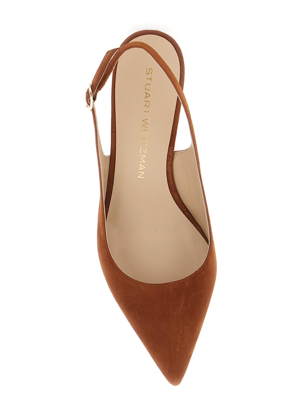 Stuart Weitzman Brown Slingback Pumps With Medium Sculpted Heel In Suede Woman