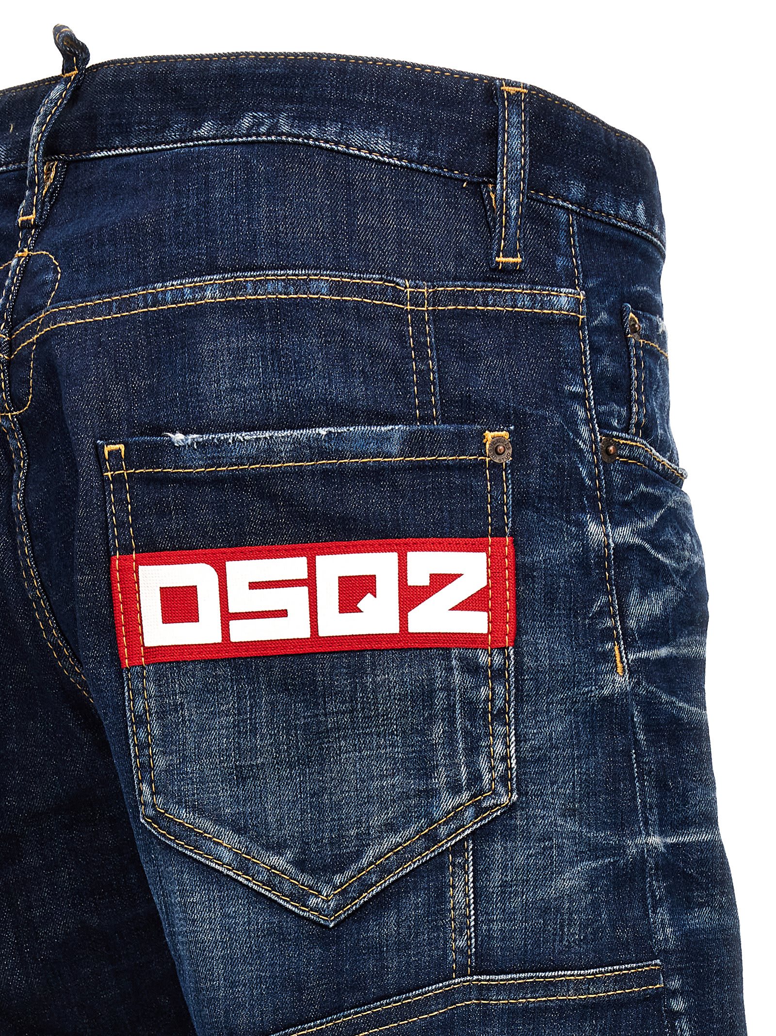 Dsquared2 Blue Jeans With Belt Loops And Logo Patch On The Rear In 470