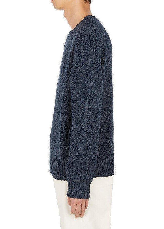 Shop Jil Sander Long-sleeved Crewneck Knitted Jumper In Blu Scuro