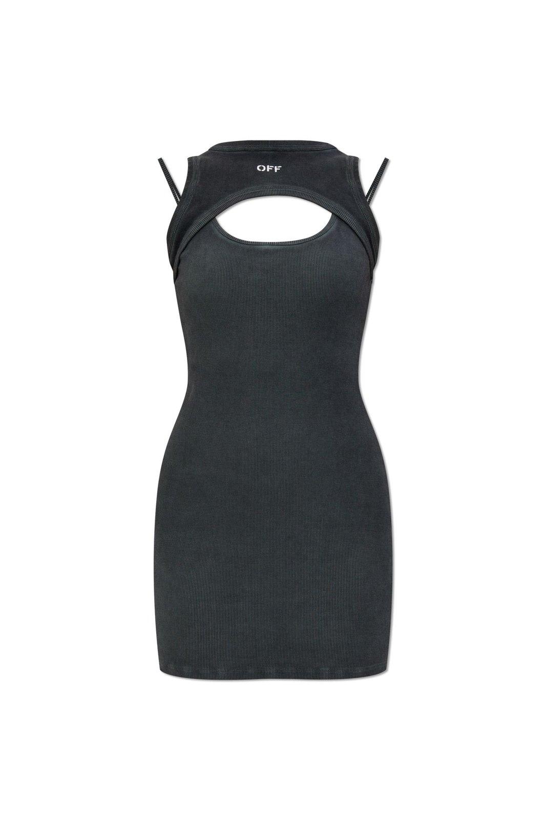 Shop Off-white Cut-out Dress In Grey