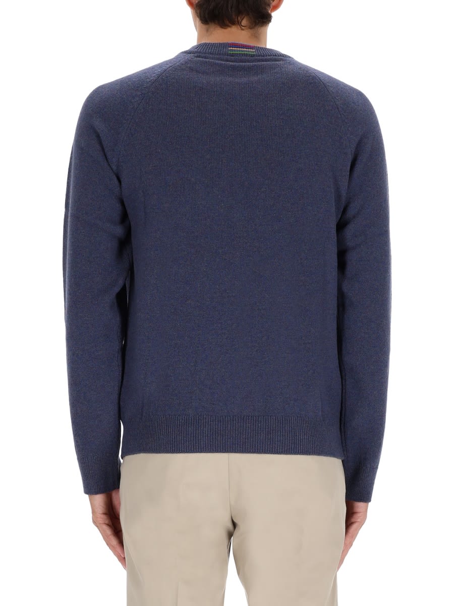 Ps By Paul Smith Classic Crew Neck Purple Merino Wool Sweater In Purple