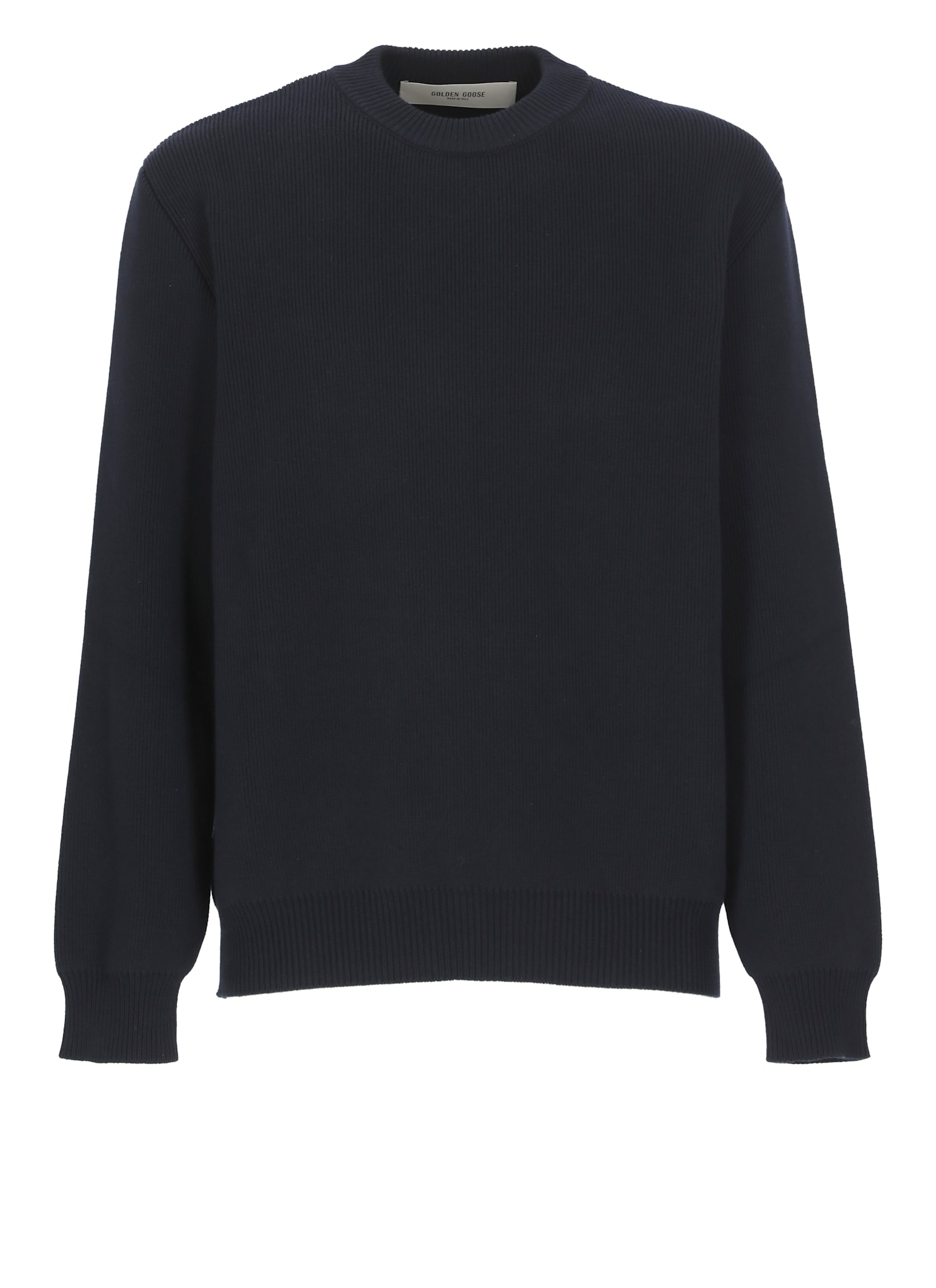 Golden Goose Ribbed Texture Crewneck Sweater In Blue