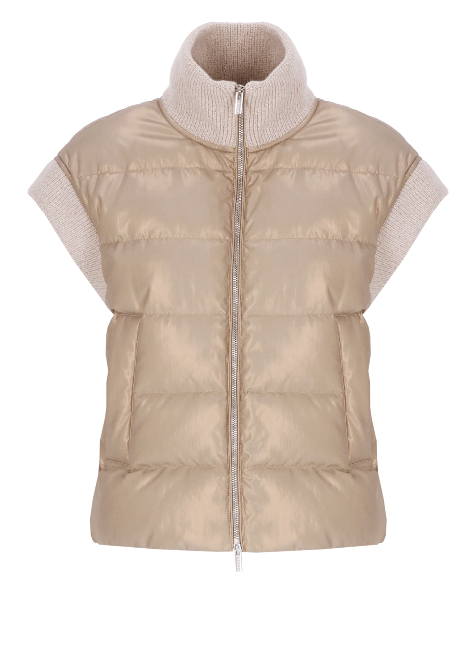 Peserico Lurex Tricot Vest In Neutral