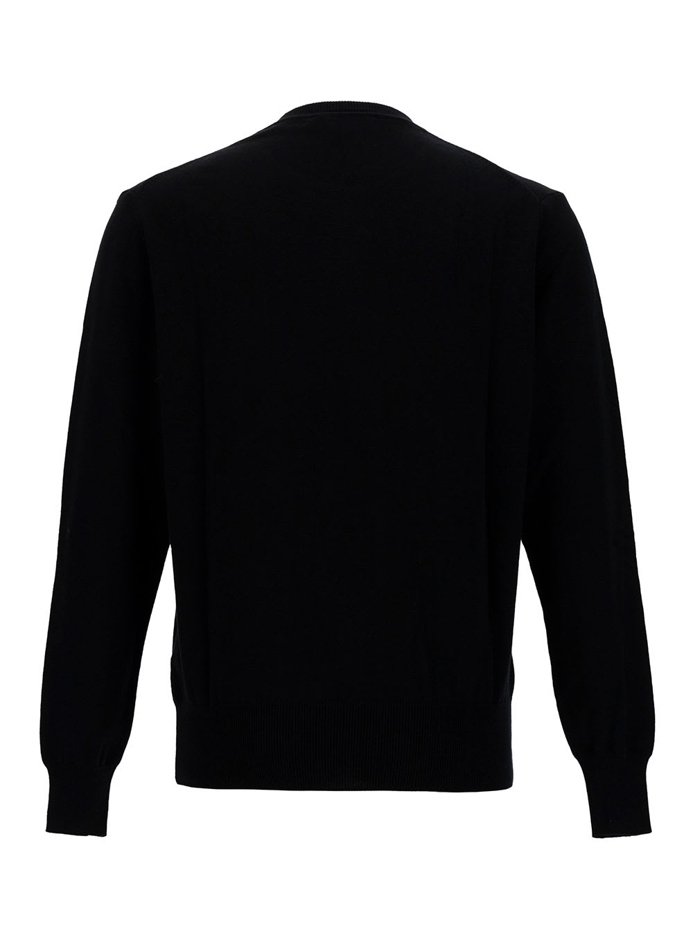 Shop Vivienne Westwood Black Crewneck Sweater With Orb Embroidery In Cotton And Cashmere Man