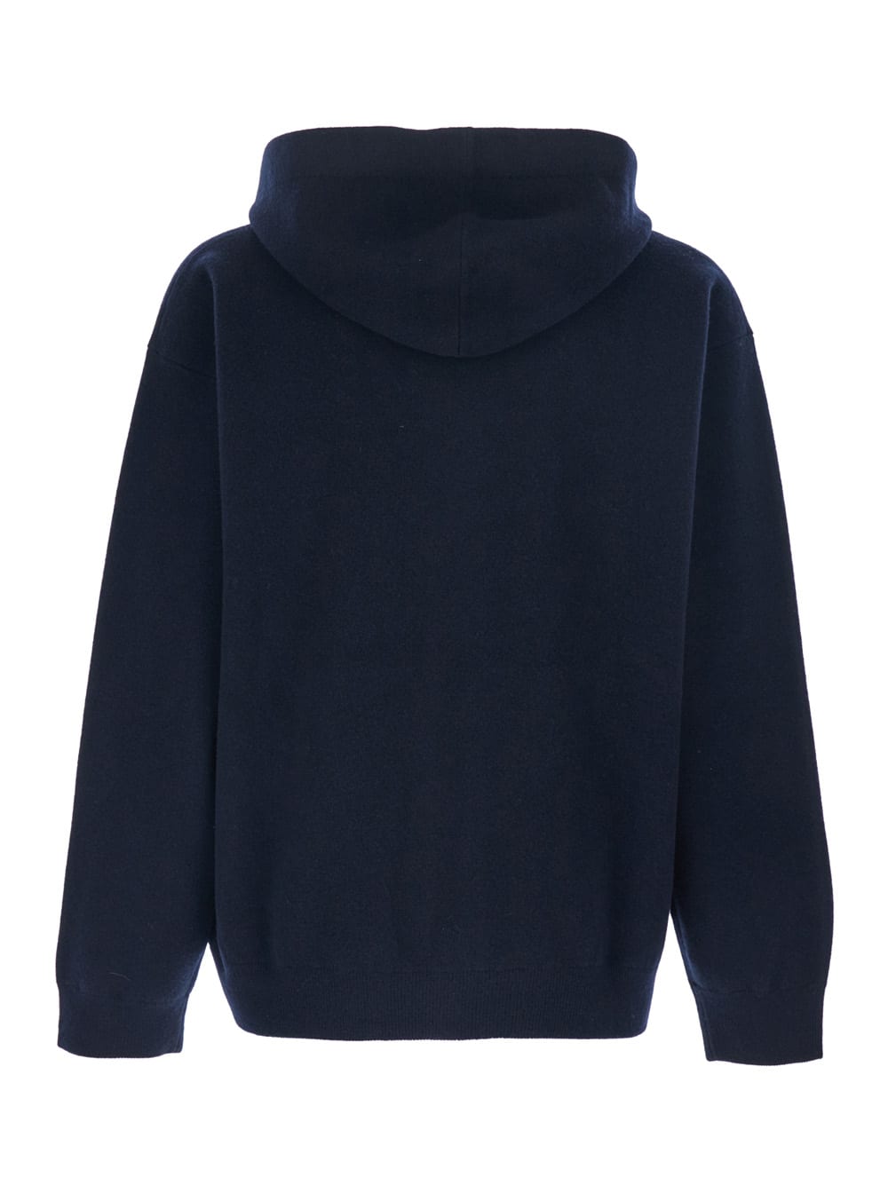Roberto Collina Blue Sweatshirt With Drawstring Hood And Dropped Shoulders In Wool Man In Blue
