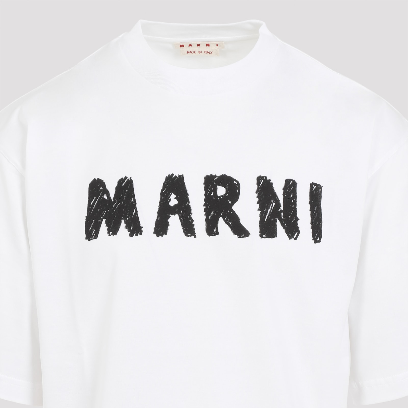 Shop Marni Cotton T-shirt In Lily White