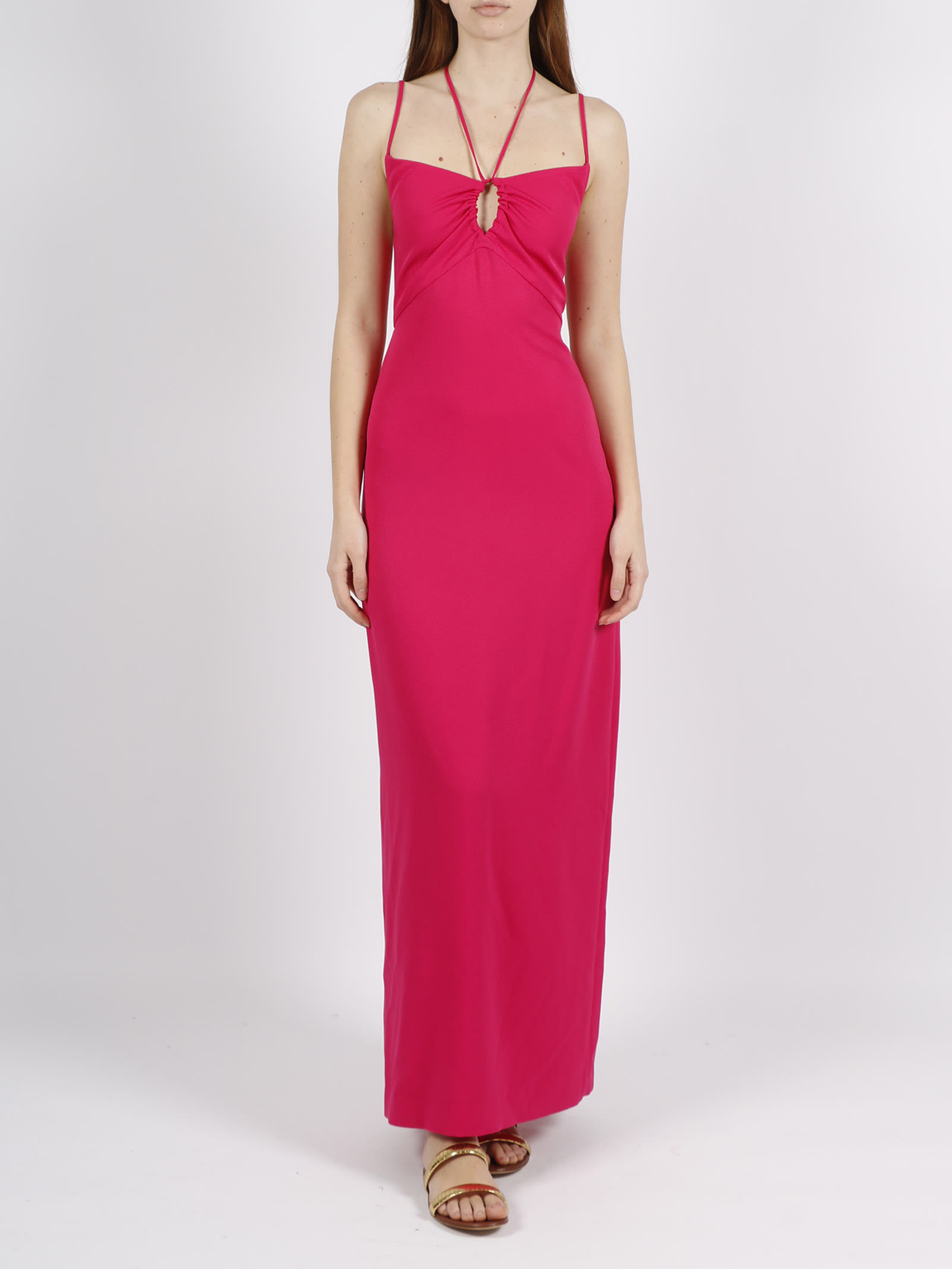 Shop P.a.r.o.s.h Jersey Midi Dress In Pink & Purple