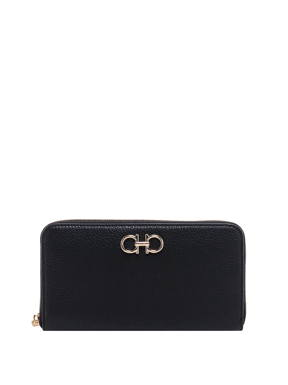 Shop Ferragamo Gancini Continental Wallet In Black