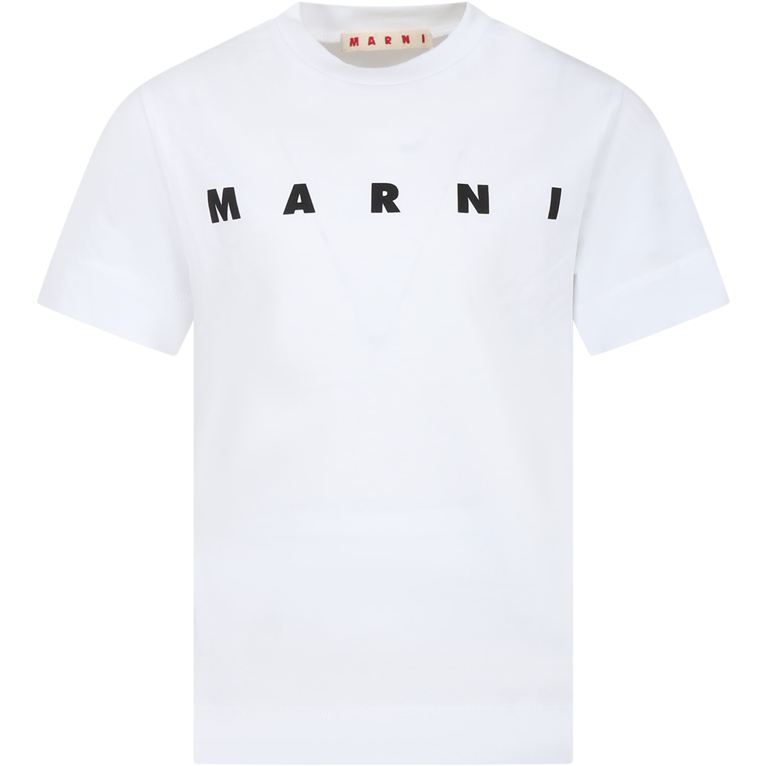 MARNI WHITE T-SHIRT FOR KIDS WITH LOGO