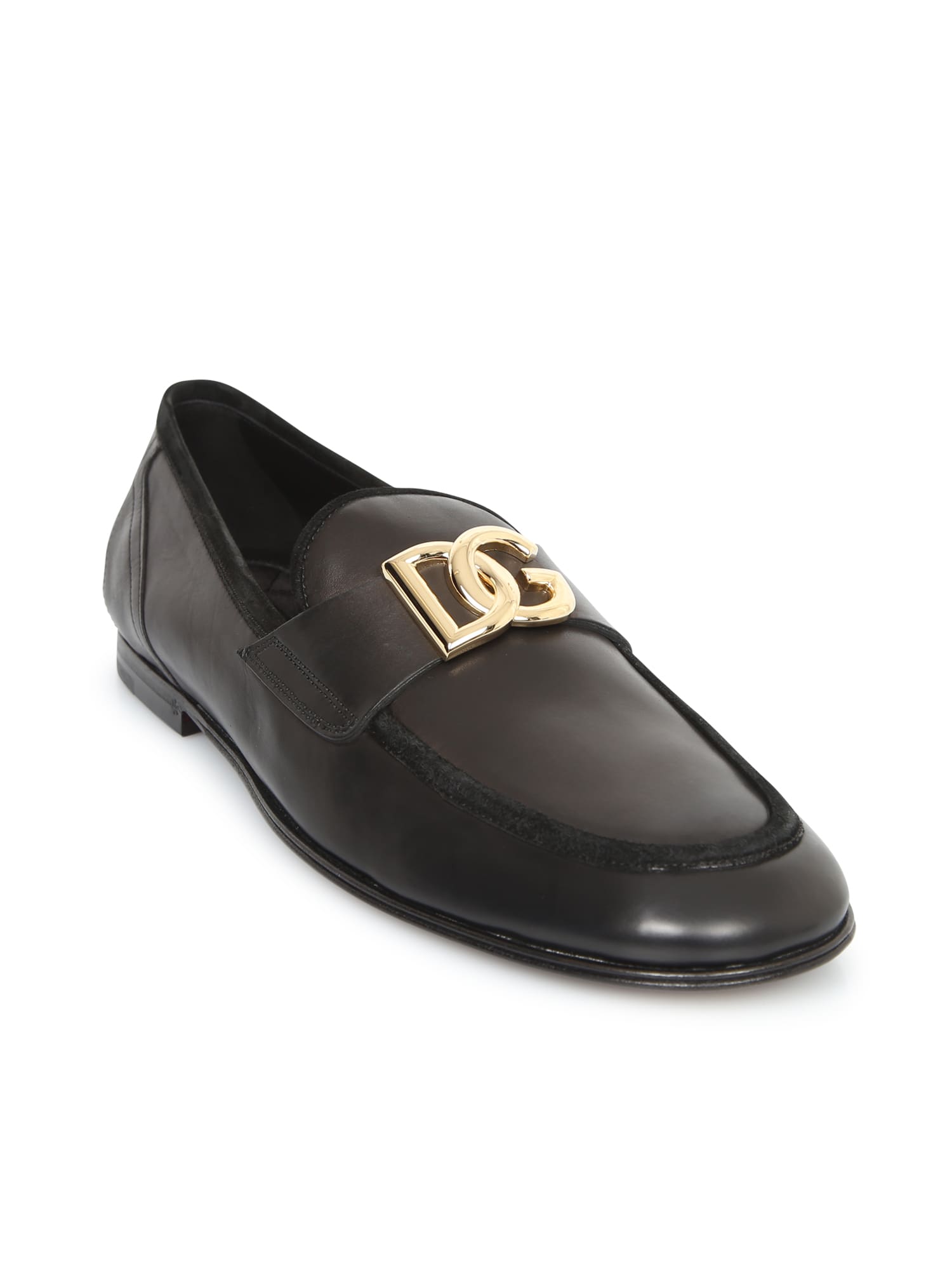 Shop Dolce & Gabbana Black Logo Loafers
