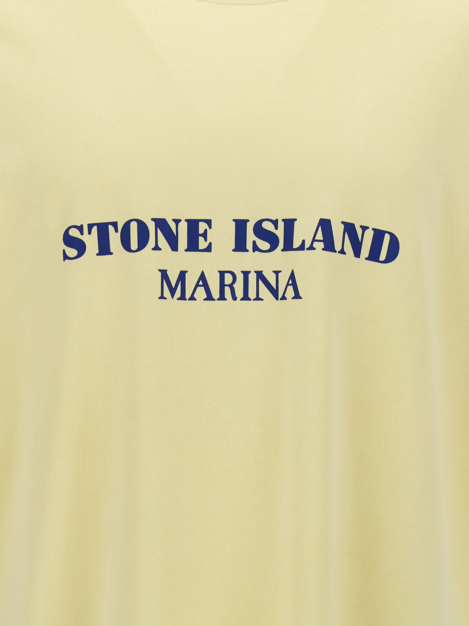 Shop Stone Island Logo Print T-shirt In Yellow