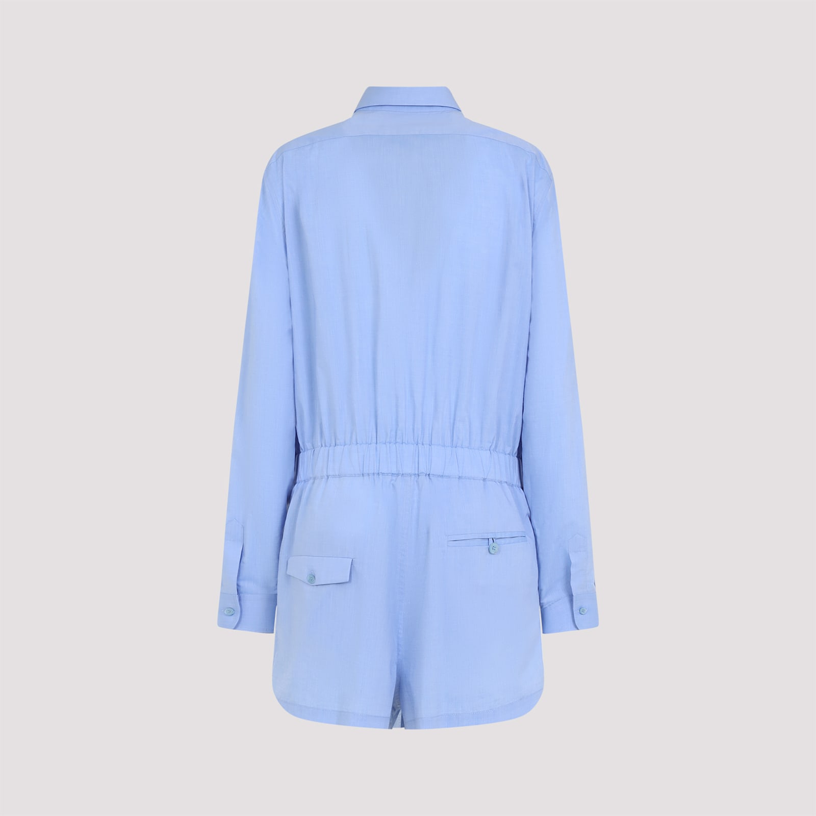 Moschino Cotton Shirt With Chest Pocket And Elastic Waistband In Fantasia Viola