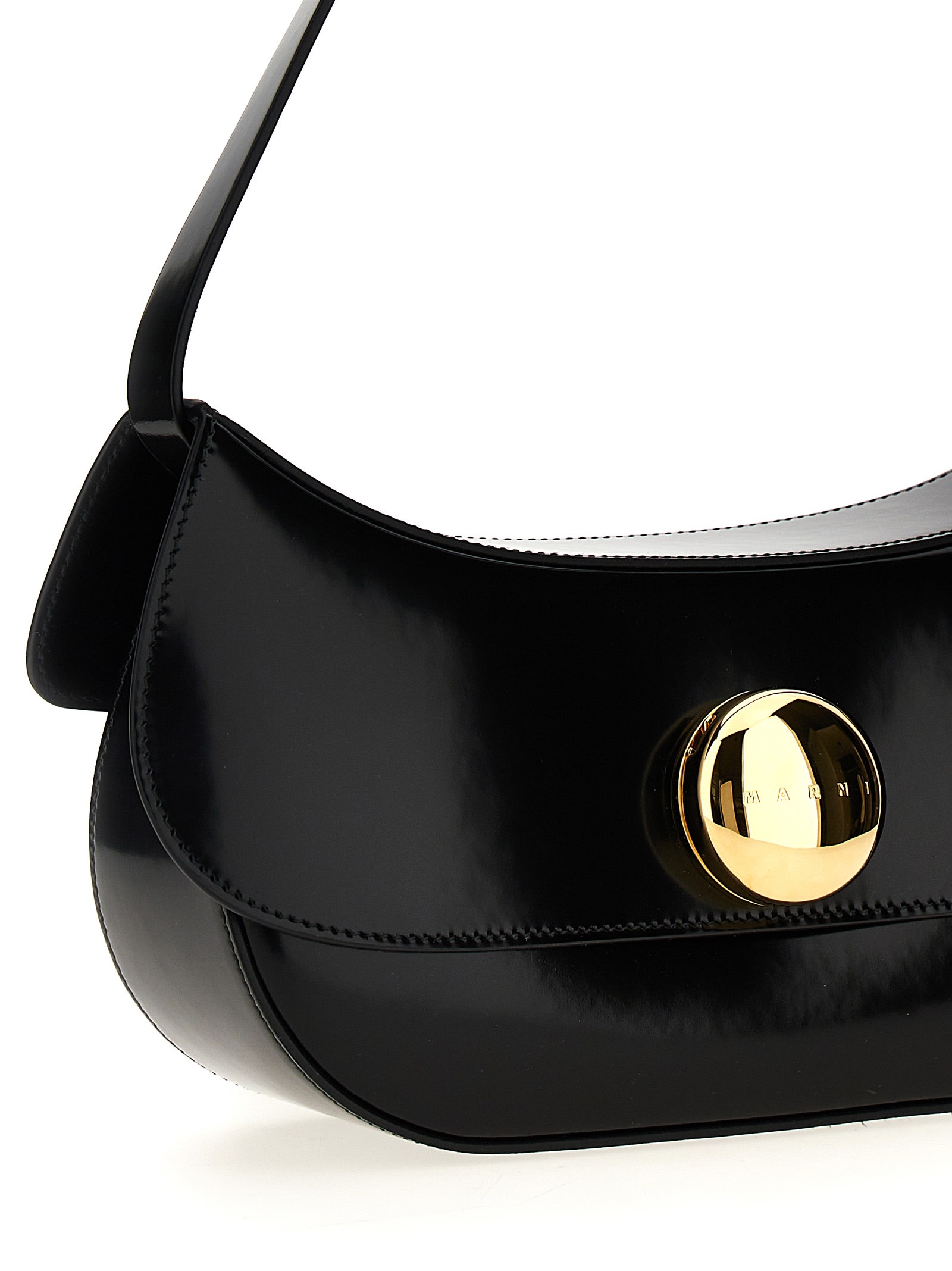 Shop Marni Hobo Butterfly Medium Shoulder Bag In Black