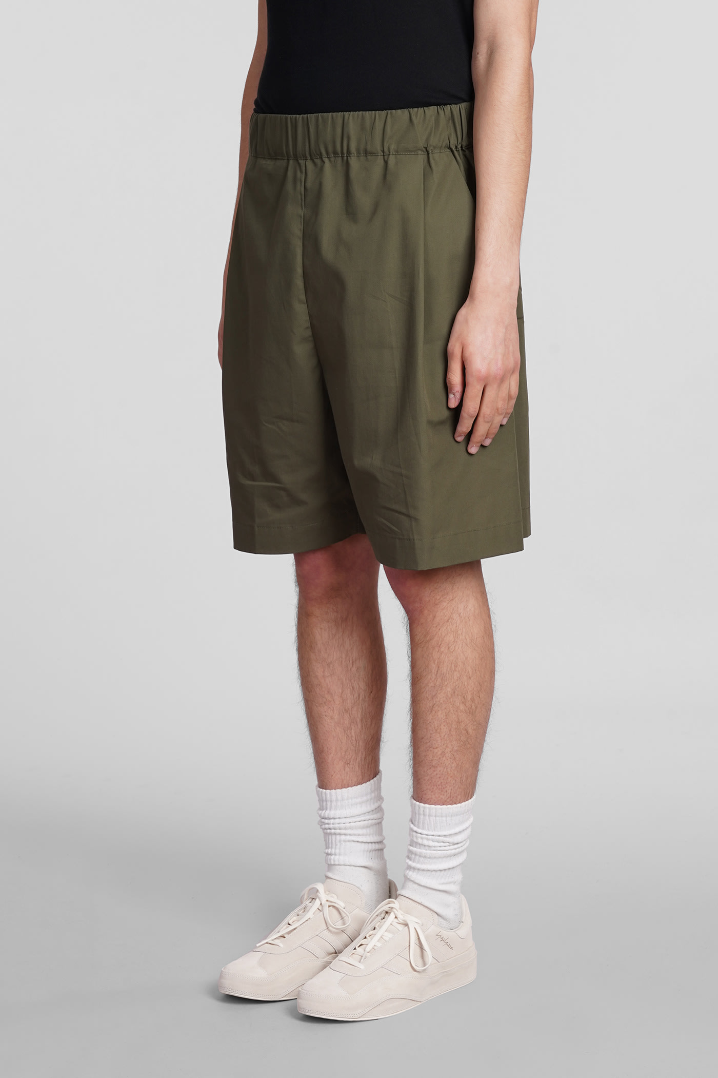 Shop Laneus Shorts In Green Cotton In Verde