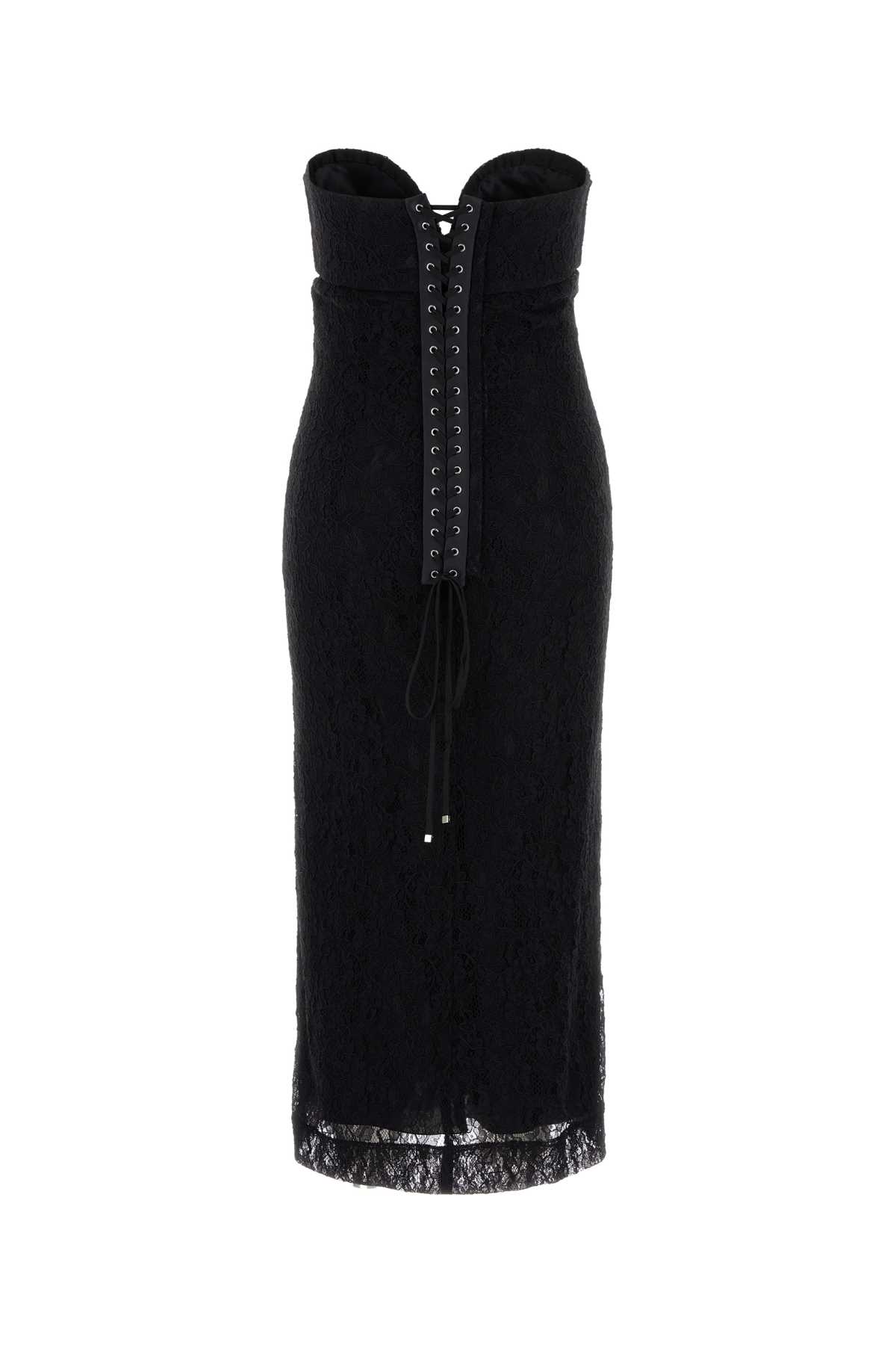 Dolce & Gabbana Strapless Lace Dress In Nero