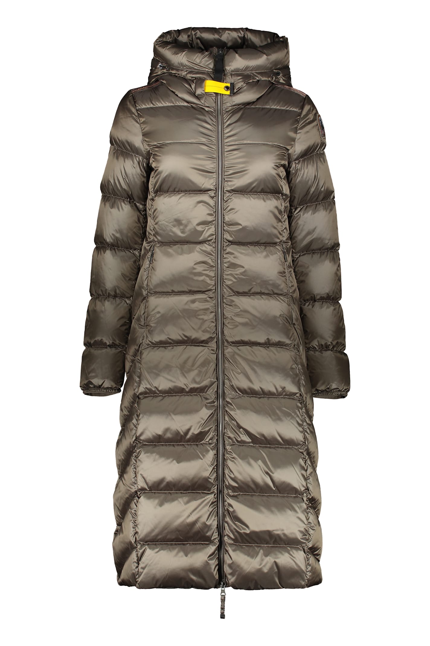 Parajumpers Padded Long Jacket With Hood In Gray
