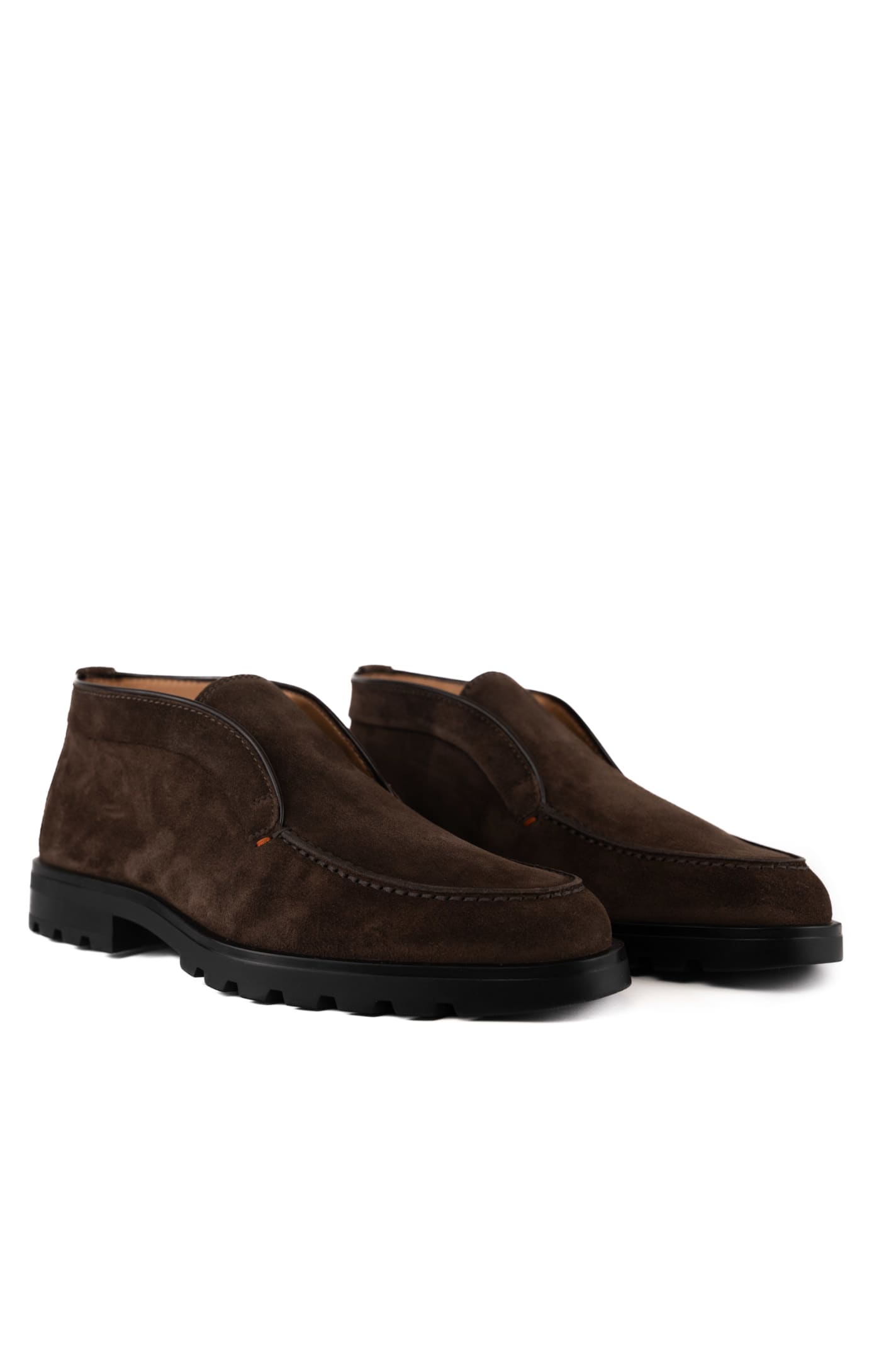 Shop Santoni Detroit Rock Suede Ankle Boots In Marrone