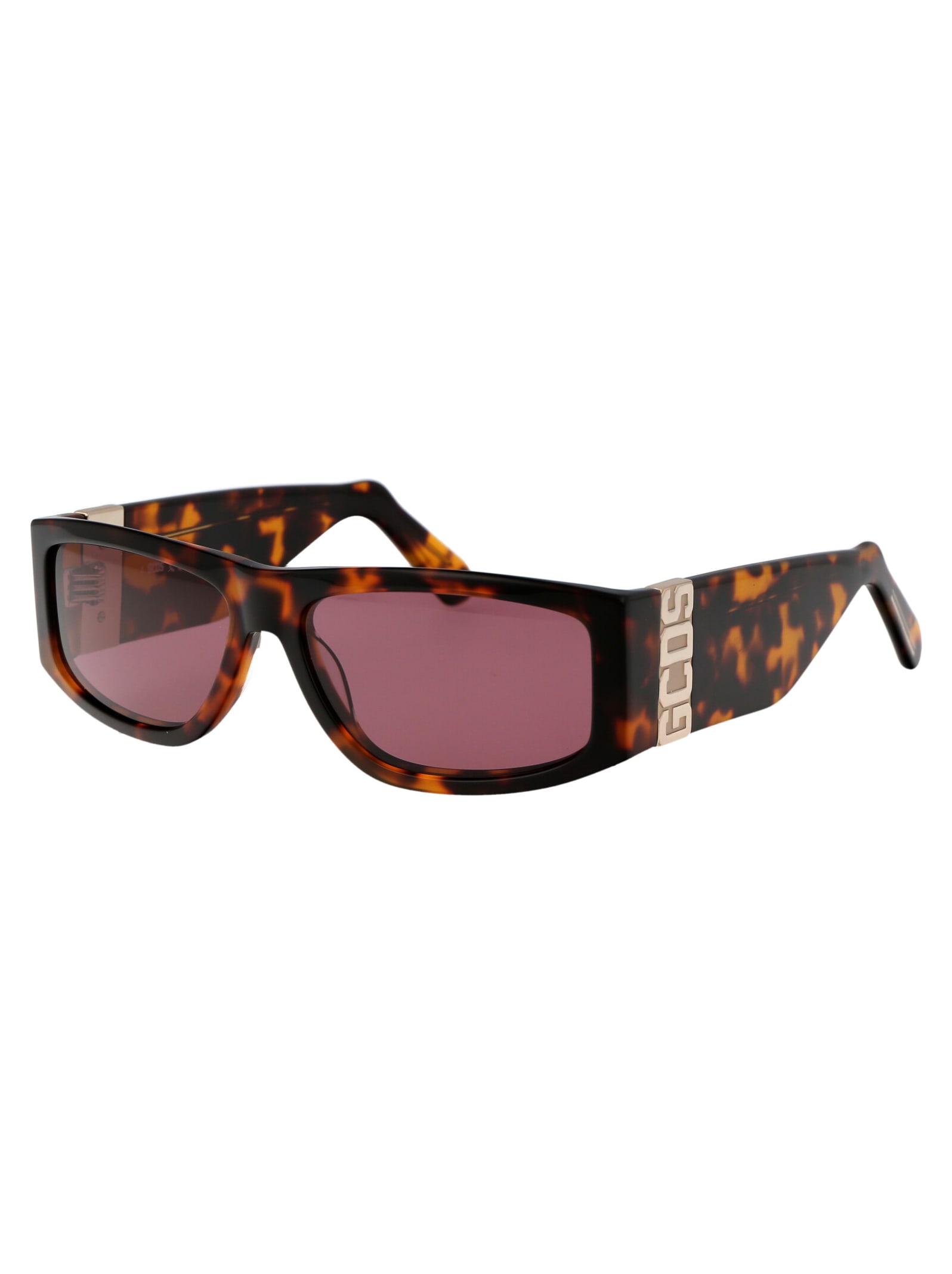 Shop Gcds Gd0037 Sunglasses In 52s Avana Scura/bordeaux