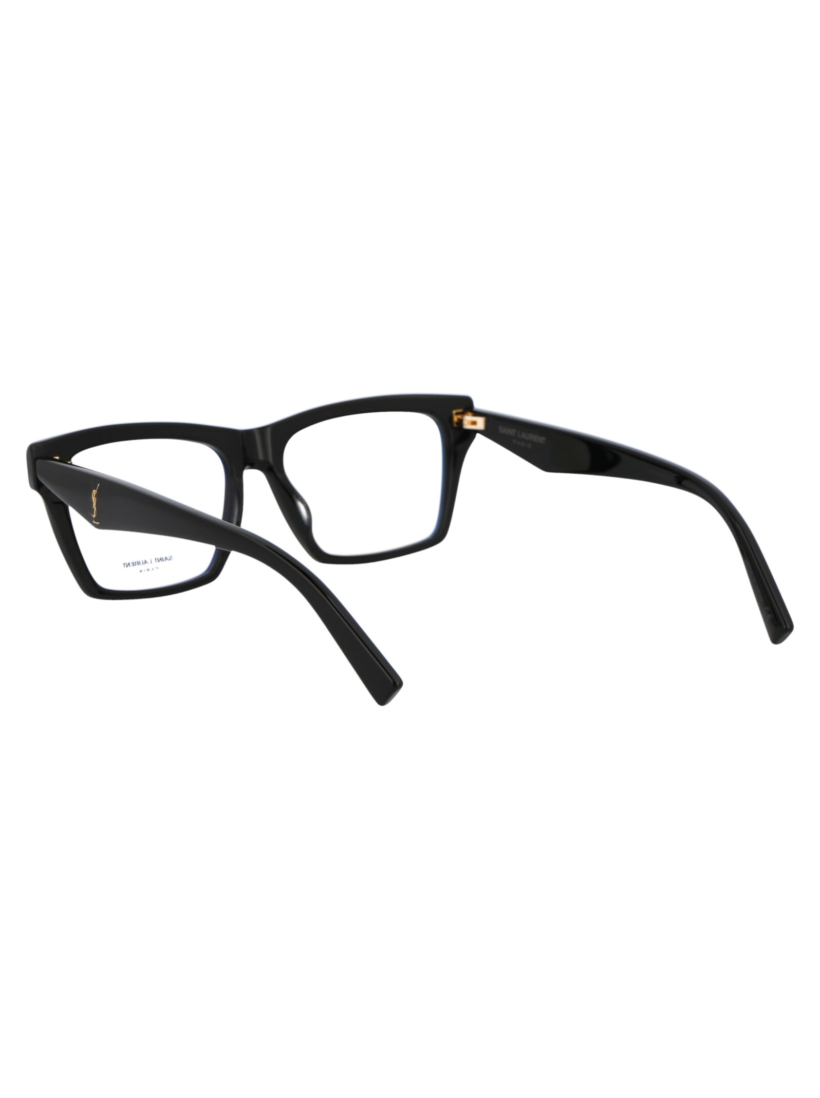 Shop Saint Laurent Sl M104 Opt Glasses In 001 Black Black Transparent