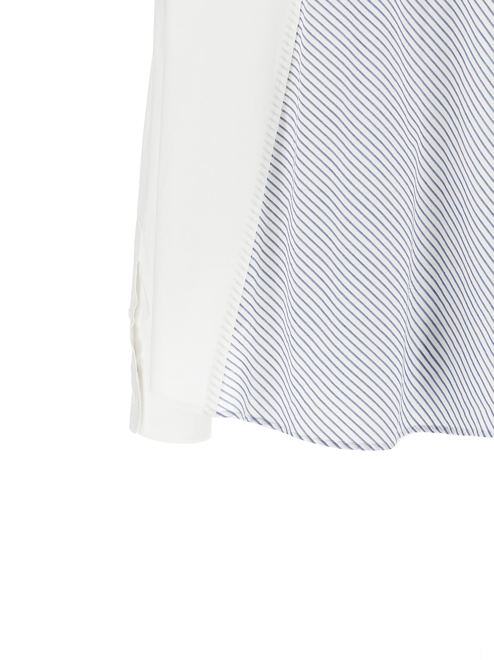 Mm6 Maison Margiela Collared Asymmetric Shirt Contrast Panel In White