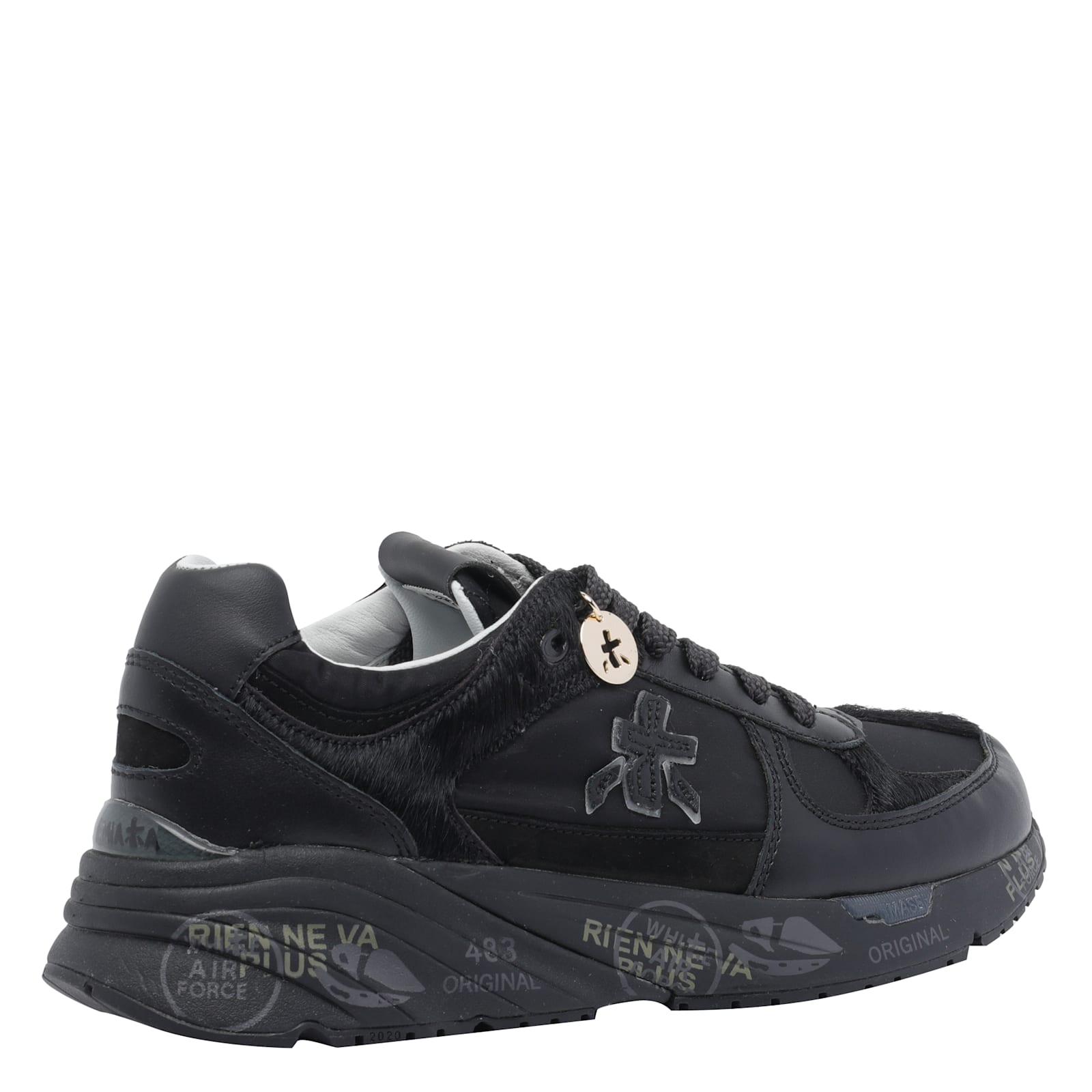 Premiata Casual Low Top Sneakers With Fabric Upper In Black