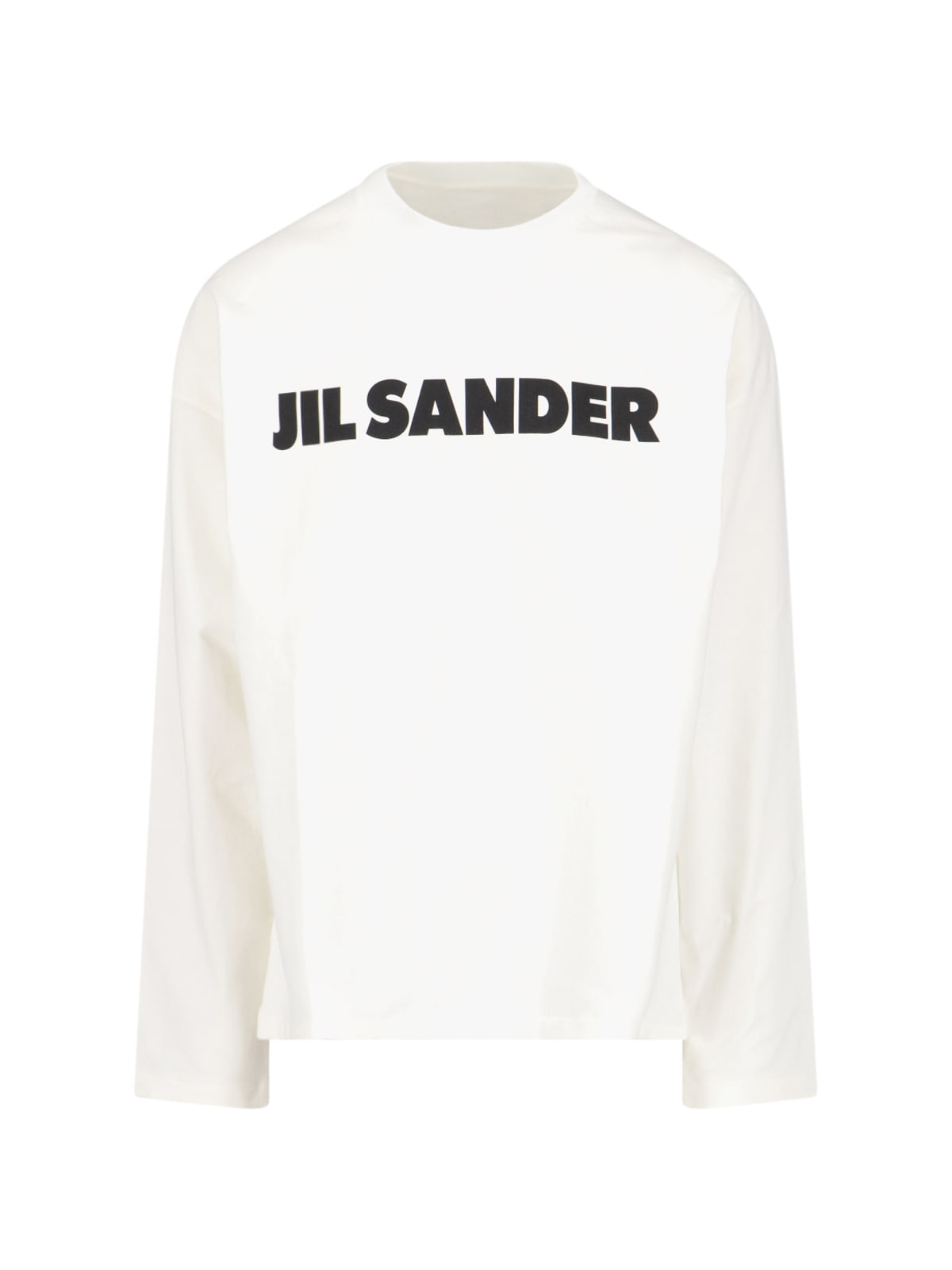 Jil Sander Men White Crewneck Sweatshirt With Contrasting Logo Print At The Front In Cotton Man In White