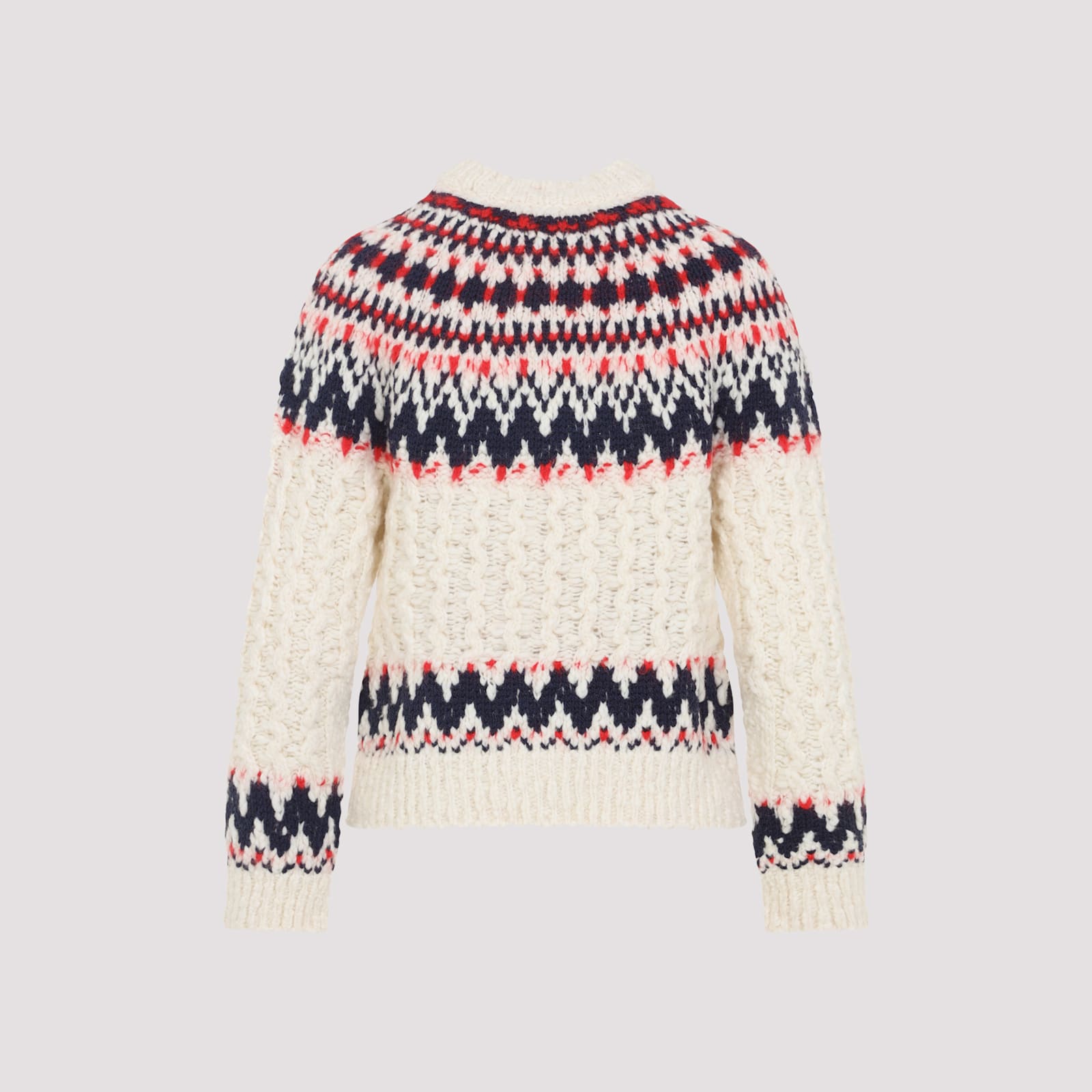 Moncler Grenoble Geometric Jacquard Wool Blend Jumper In Neutral