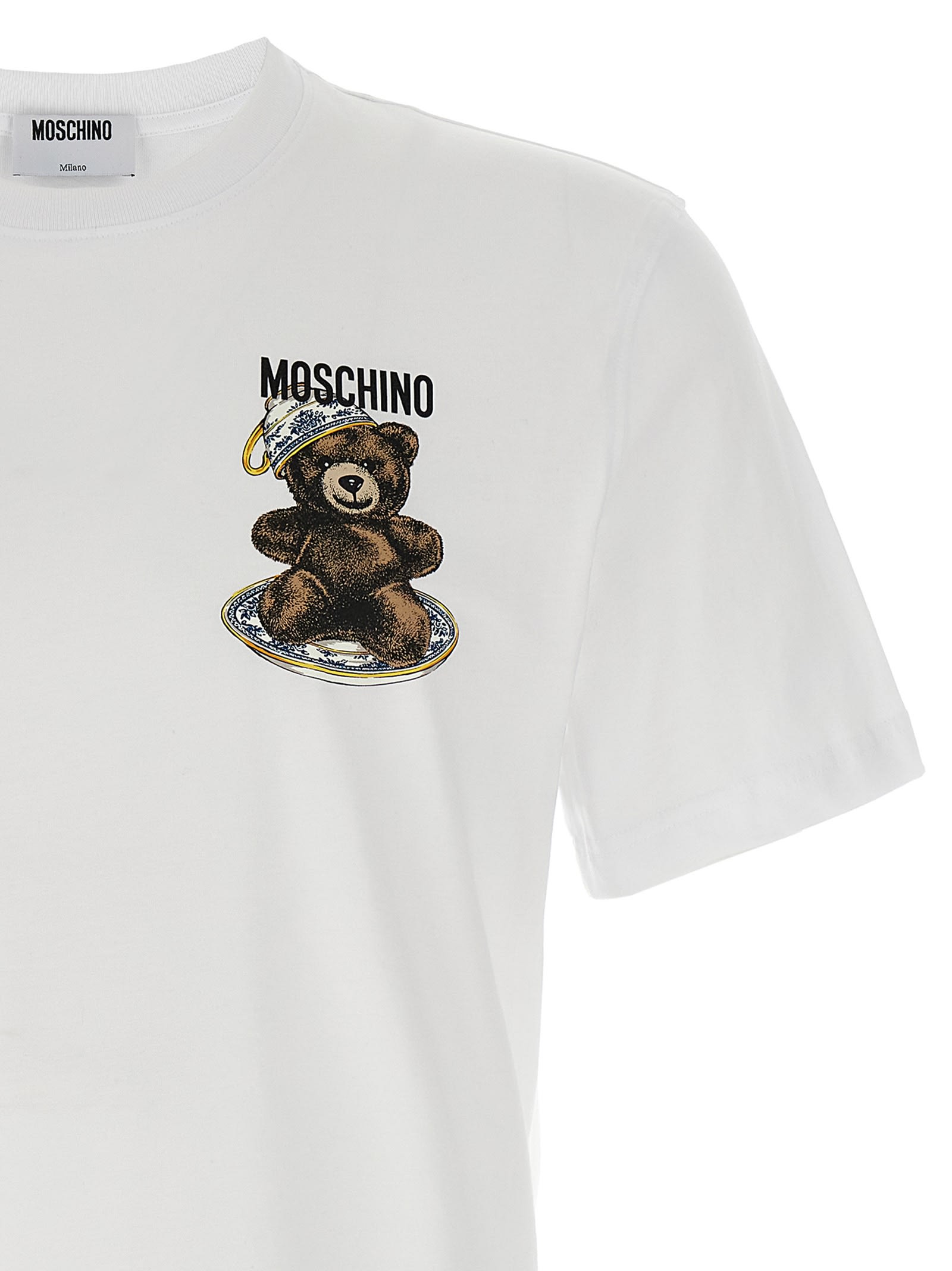 Moschino Teddy Logo Print Crewneck T-shirt In White