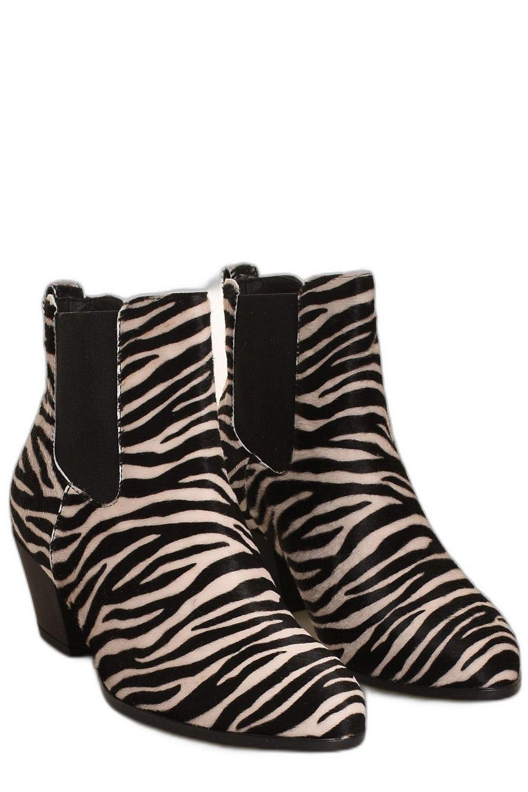 Shop Hogan H401 Chelssea Zebra Print Ankle Boots  In White