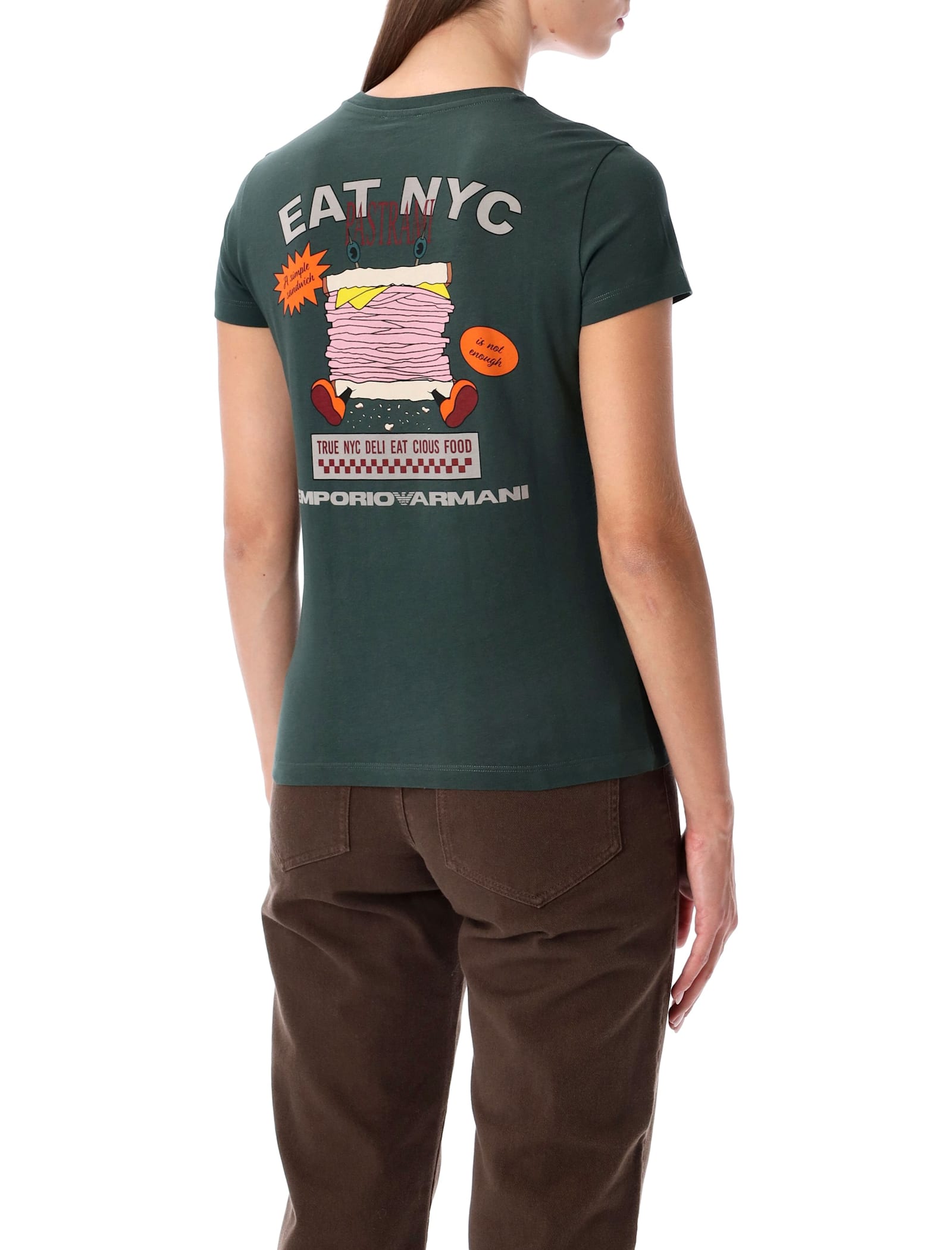 Emporio Armani Graphic Print Short Sleeve Crew Neck Top In Multi