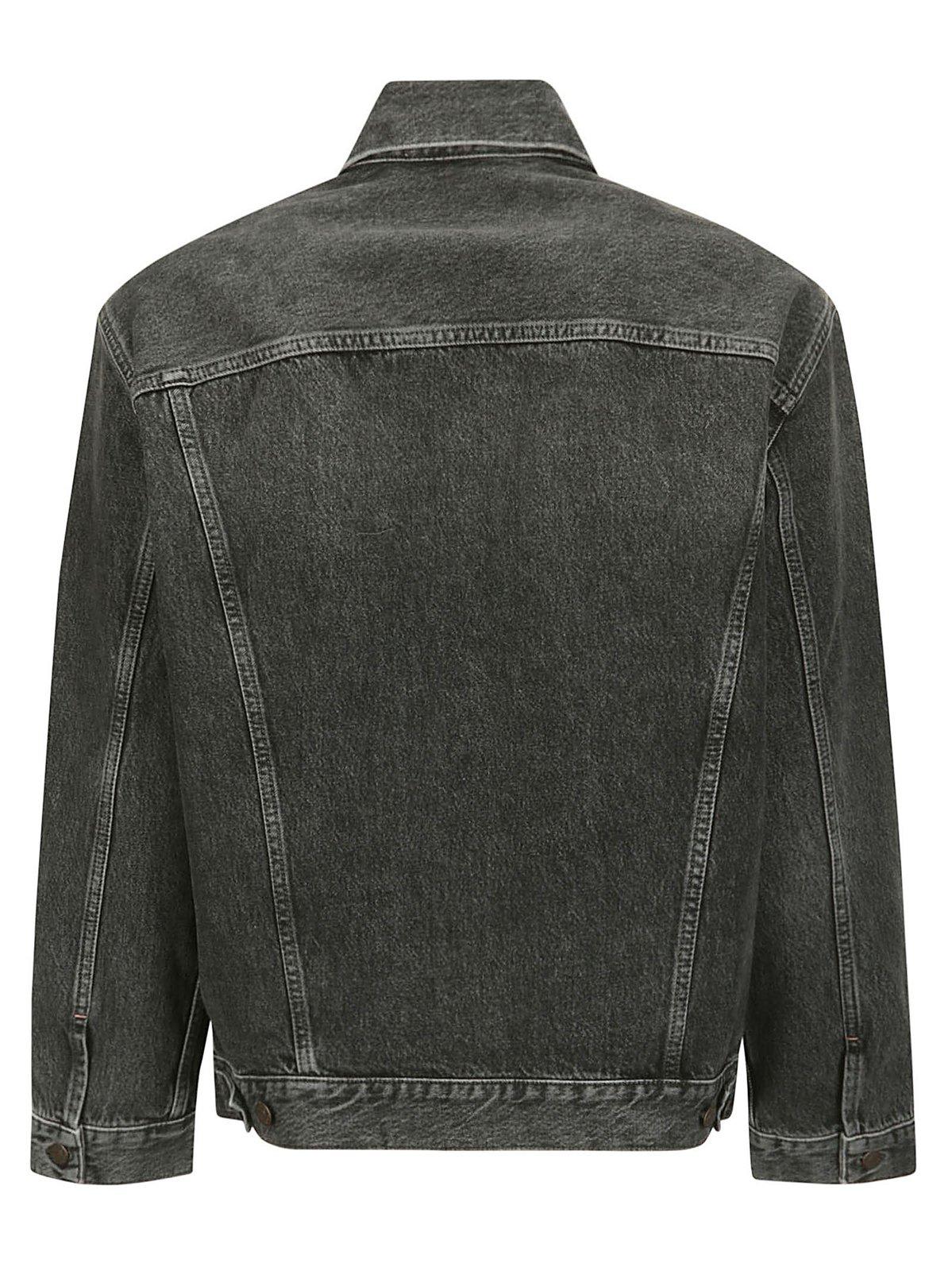 Shop Acne Studios Long-sleeved Denim Jacket In Black