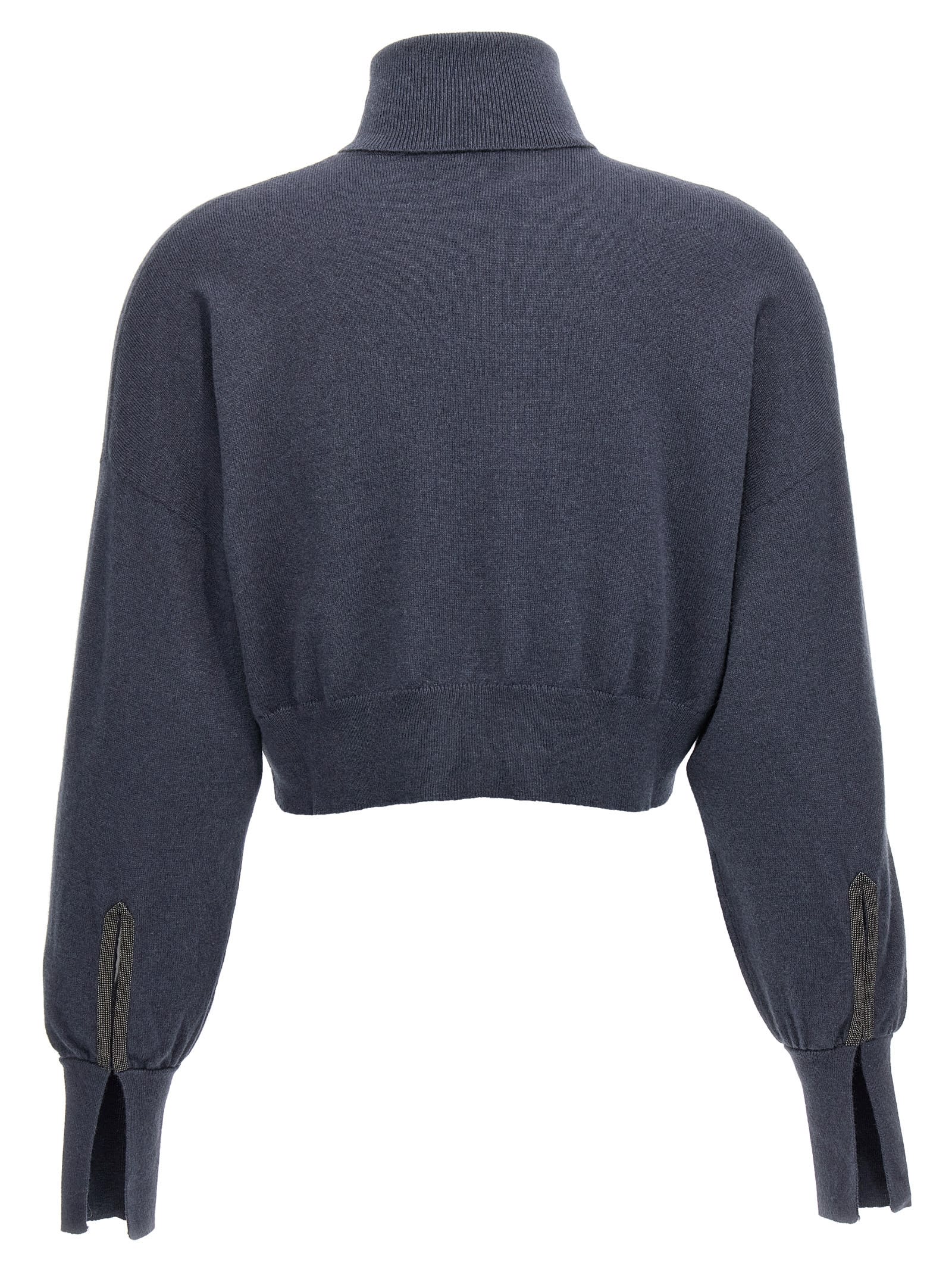 Shop Brunello Cucinelli Monile Turtleneck Sweater In Blue