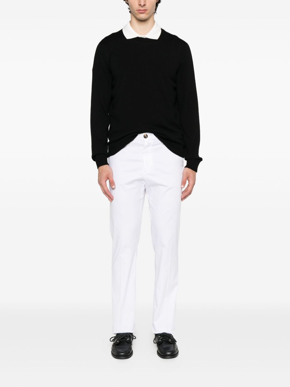 Drumohr Extrafine Merino Wool Crewneck Sweater In Black