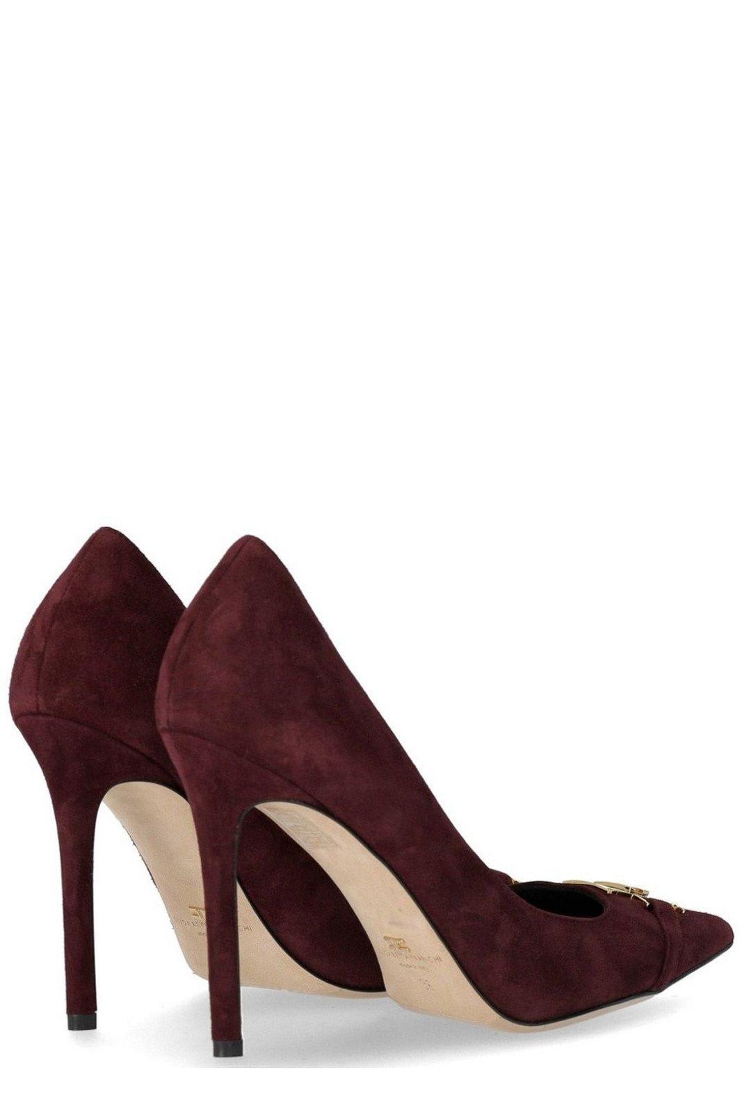 Shop Elisabetta Franchi Logo Plaque Pumps In Bordeaux