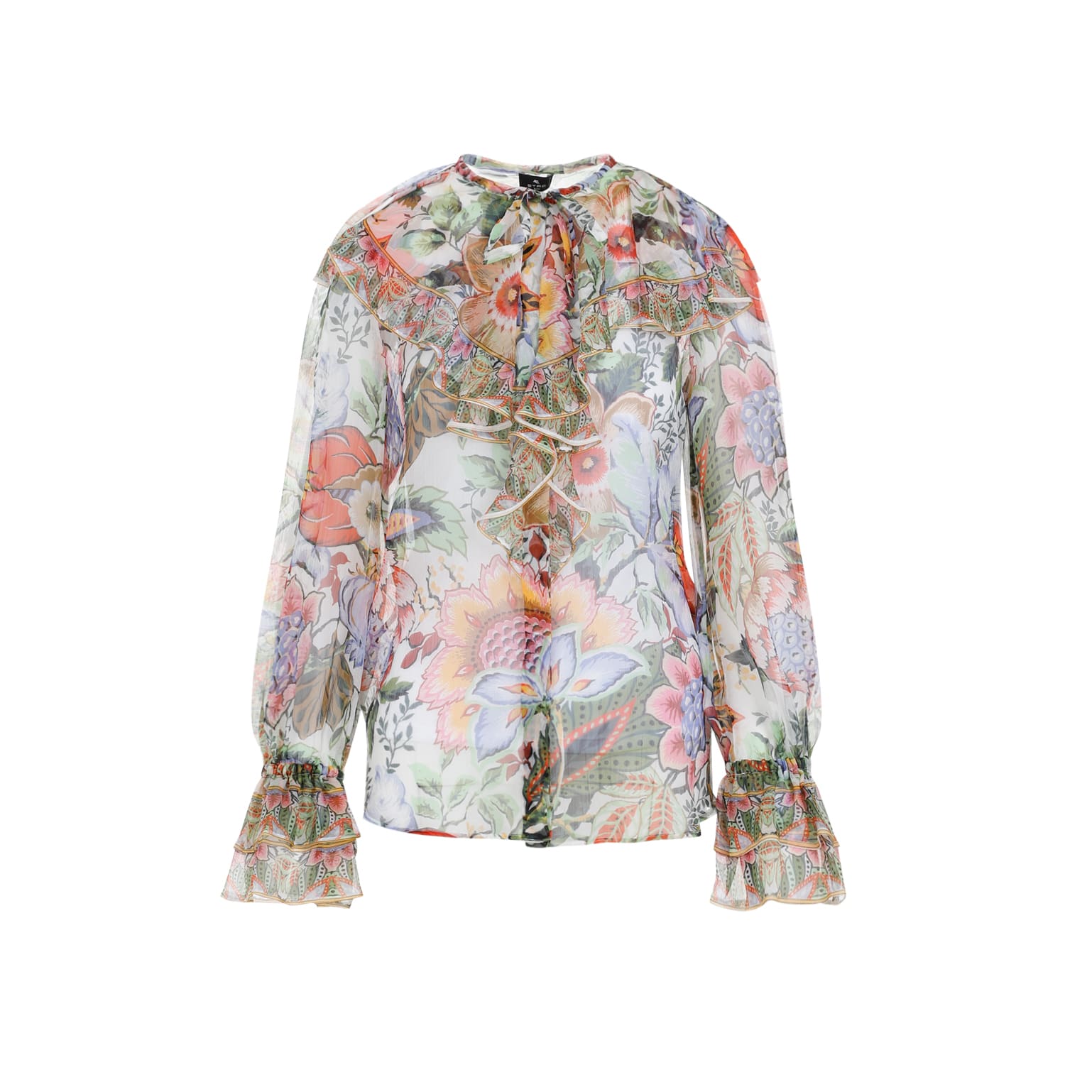 Shop Etro Silk Shirt In Stampa Fdo Bianco