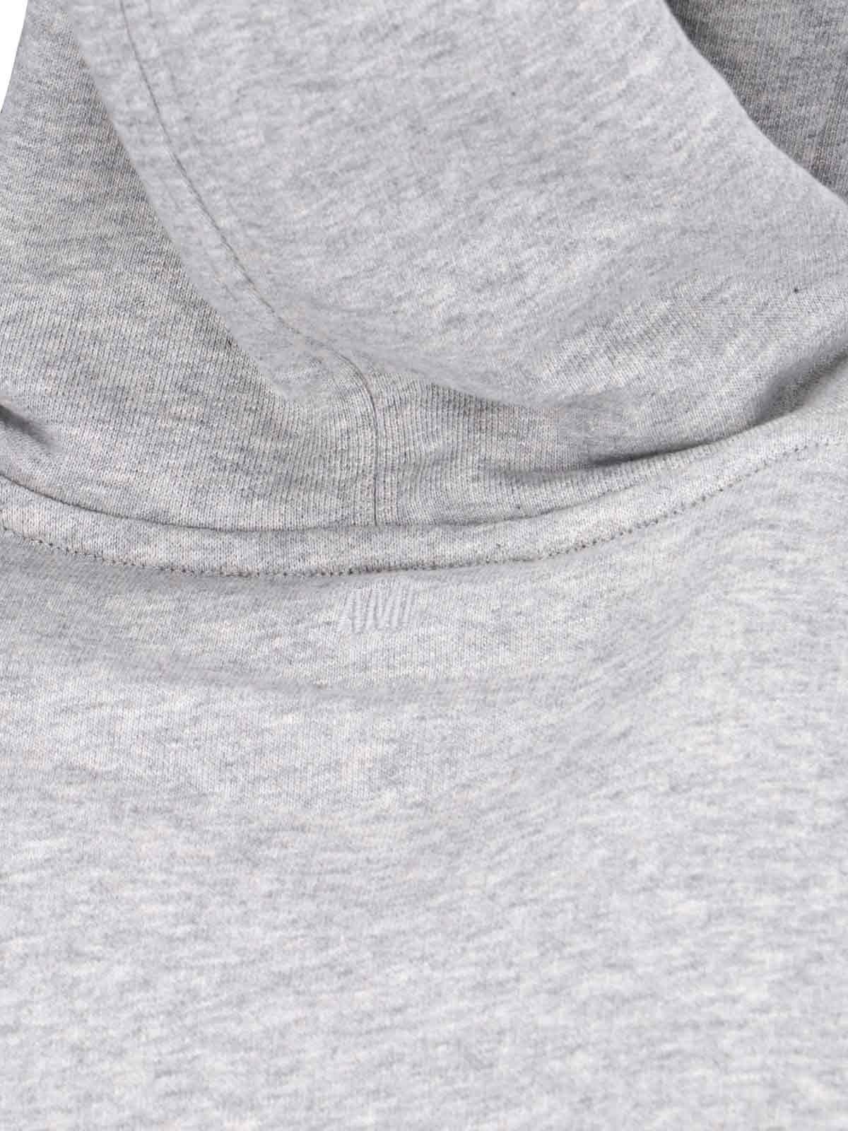 Shop Ami Alexandre Mattiussi Paris Logo Hoodie In Gris Cendre Chine