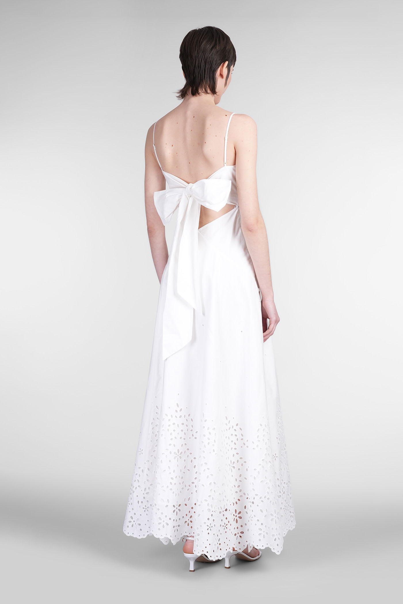 Self-portrait Embroidered Midi Dress In White
