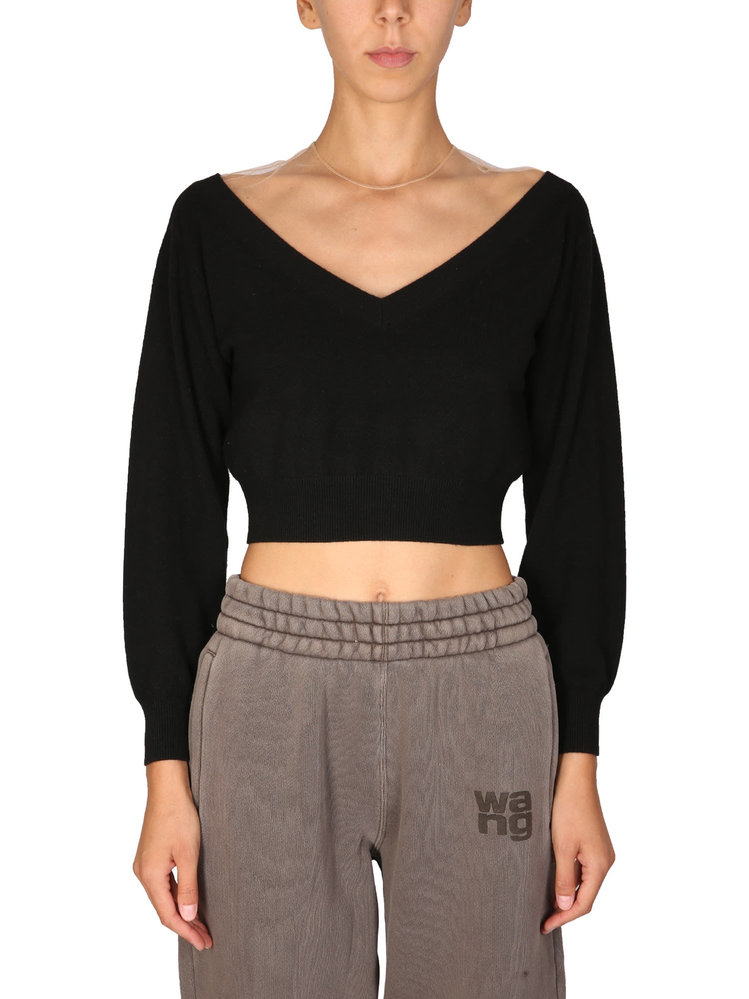 Alexander Wang Cropped V-neck Sweater