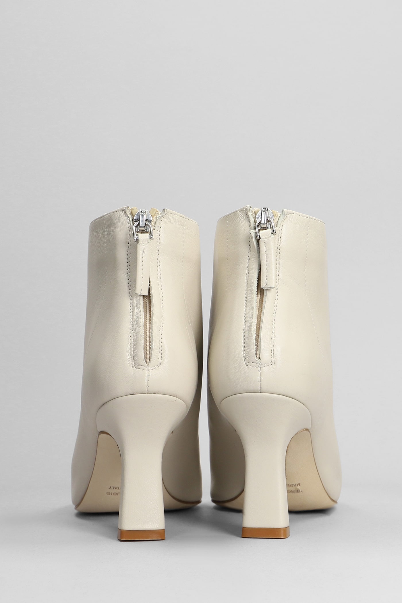 Shop The Seller High Heels Ankle Boots In Beige Leather