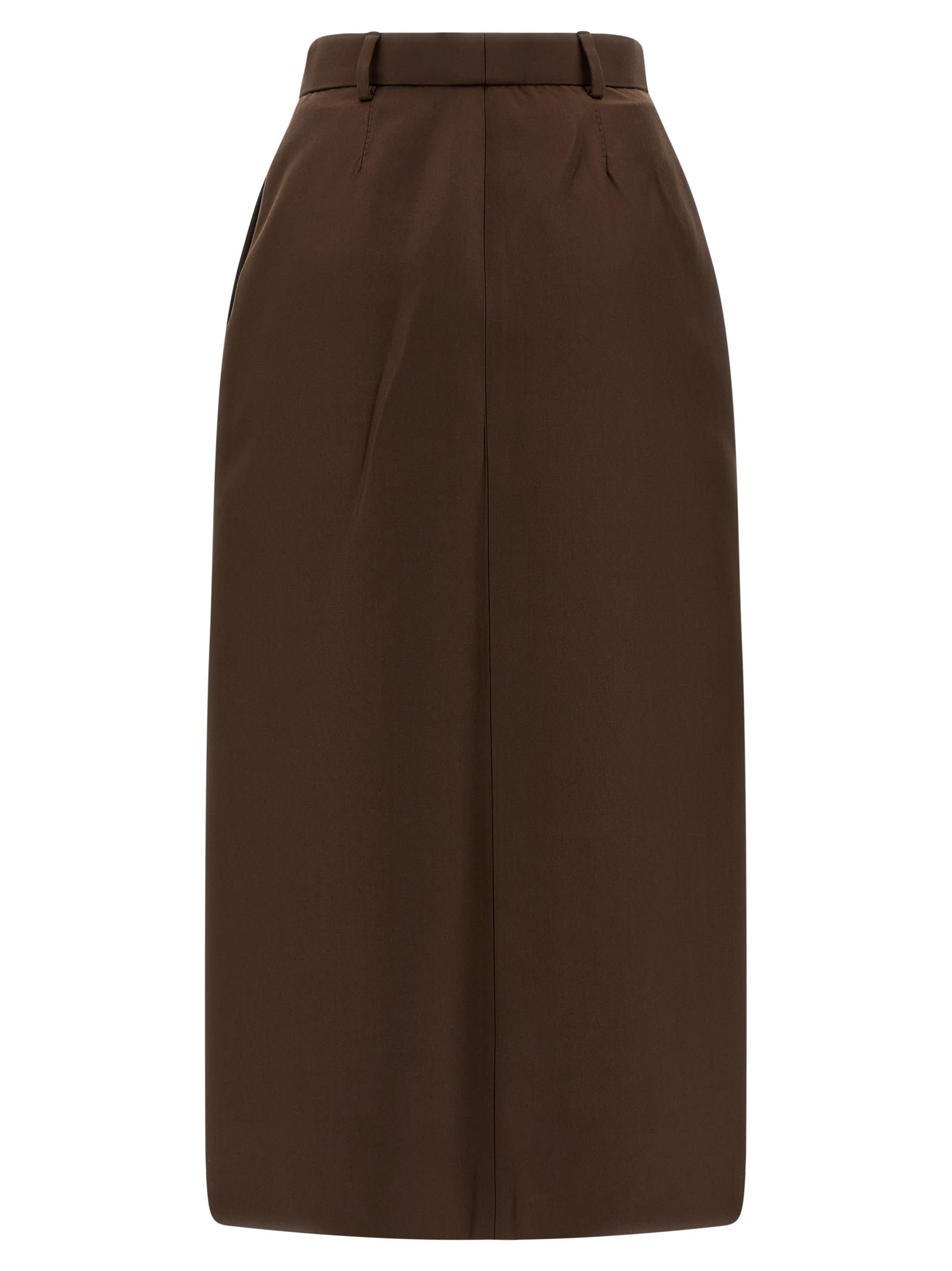 Brioni Violante Silk Midi Skirt In Brown