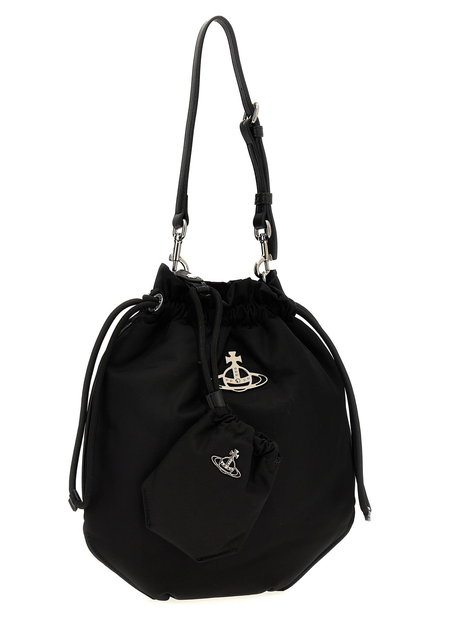 Vivienne Westwood Drawstring Pouch Handbag In Black